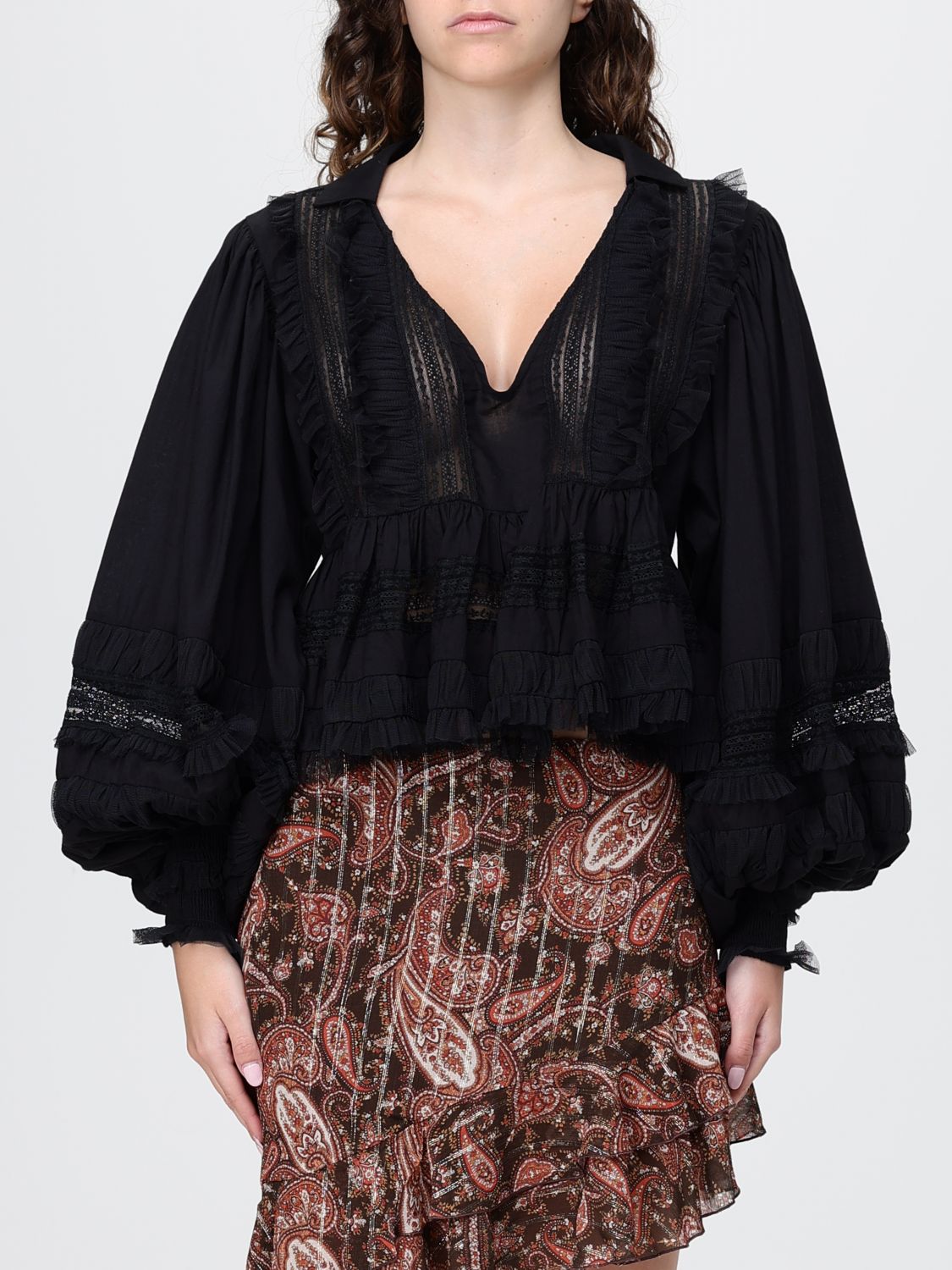 MES DEMOISELLES Blusa in viscosa e pizzo