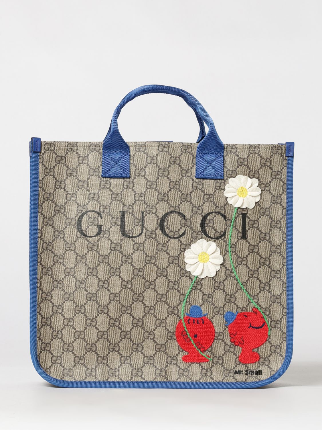 GUCCI Borsa in tessuto GG Supreme con stampa e applicazioni floreali