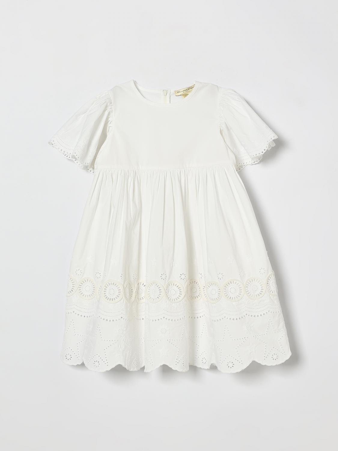 STELLA MCCARTNEY KIDS Cotton Dress with Sangallo Inserts　STELLA MCCARTNEY KIDS サンガロインサート付きコットンドレス STELLA