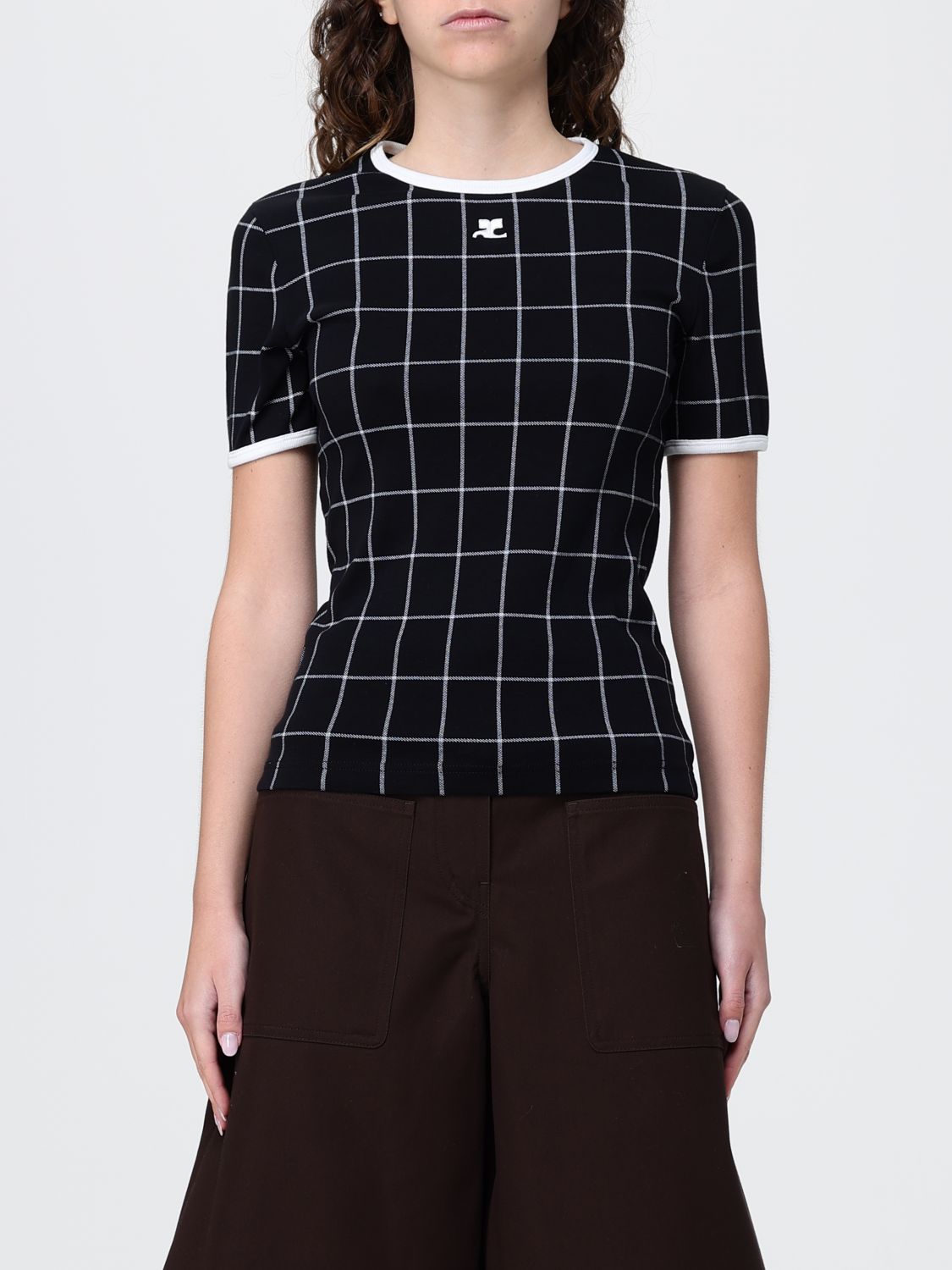 COURRÈGES T-shirts in cotone a quadri