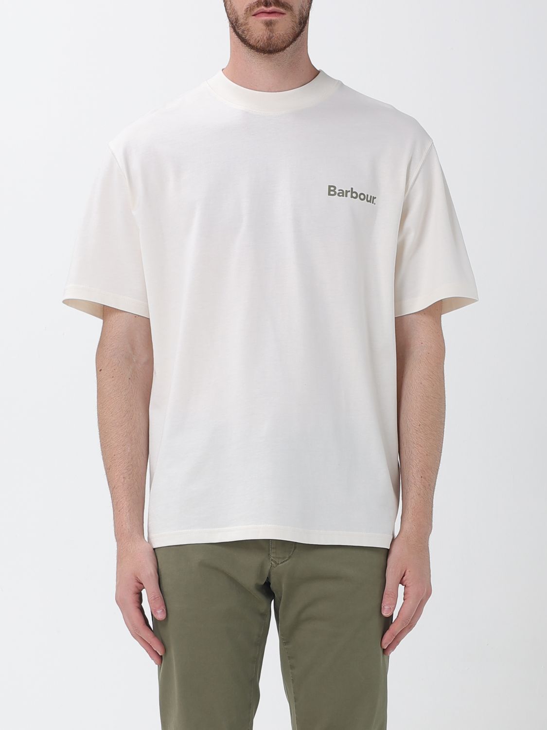 BARBOUR Cotton T-Shirt with Logo and Graphic Print　BARBOUR ロゴとグラフィックプリント付きコットンTシャツ BARBOUR