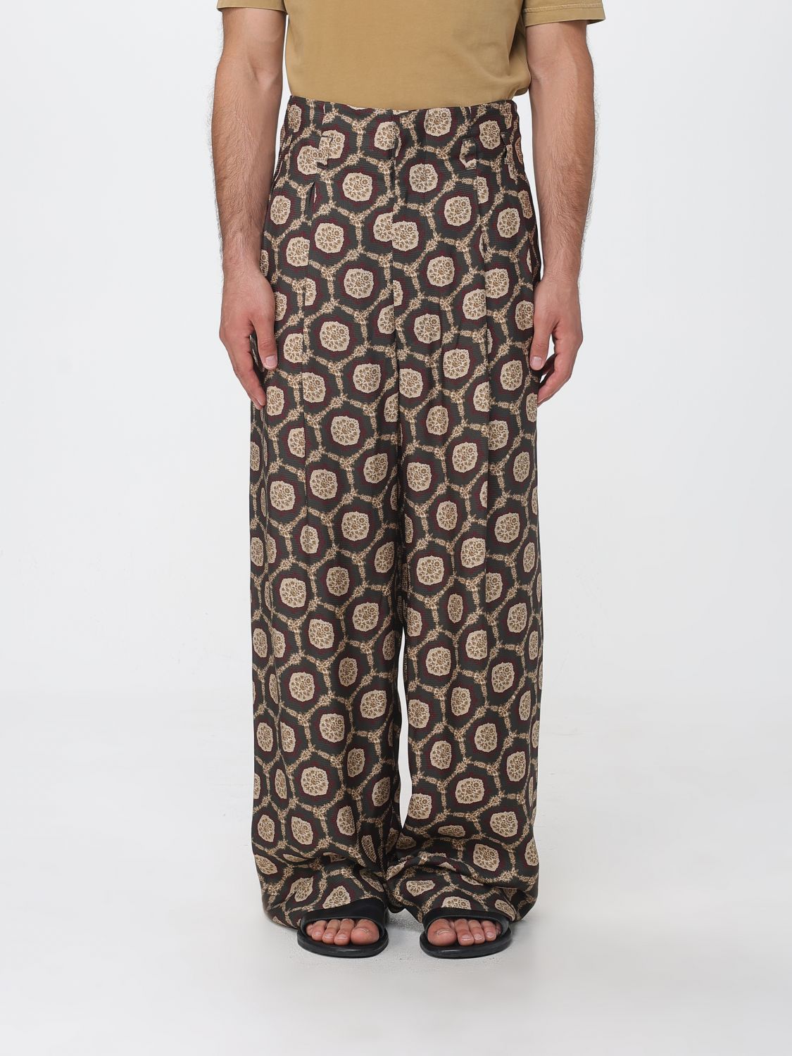 EMPORIO ARMANI Pantaloni wide-leg con pince in viscosa stampata