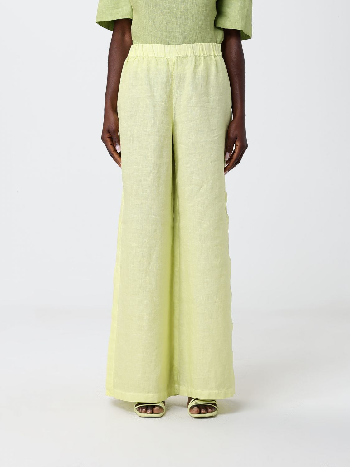 120% Lino Wide Linen Trousers · 40