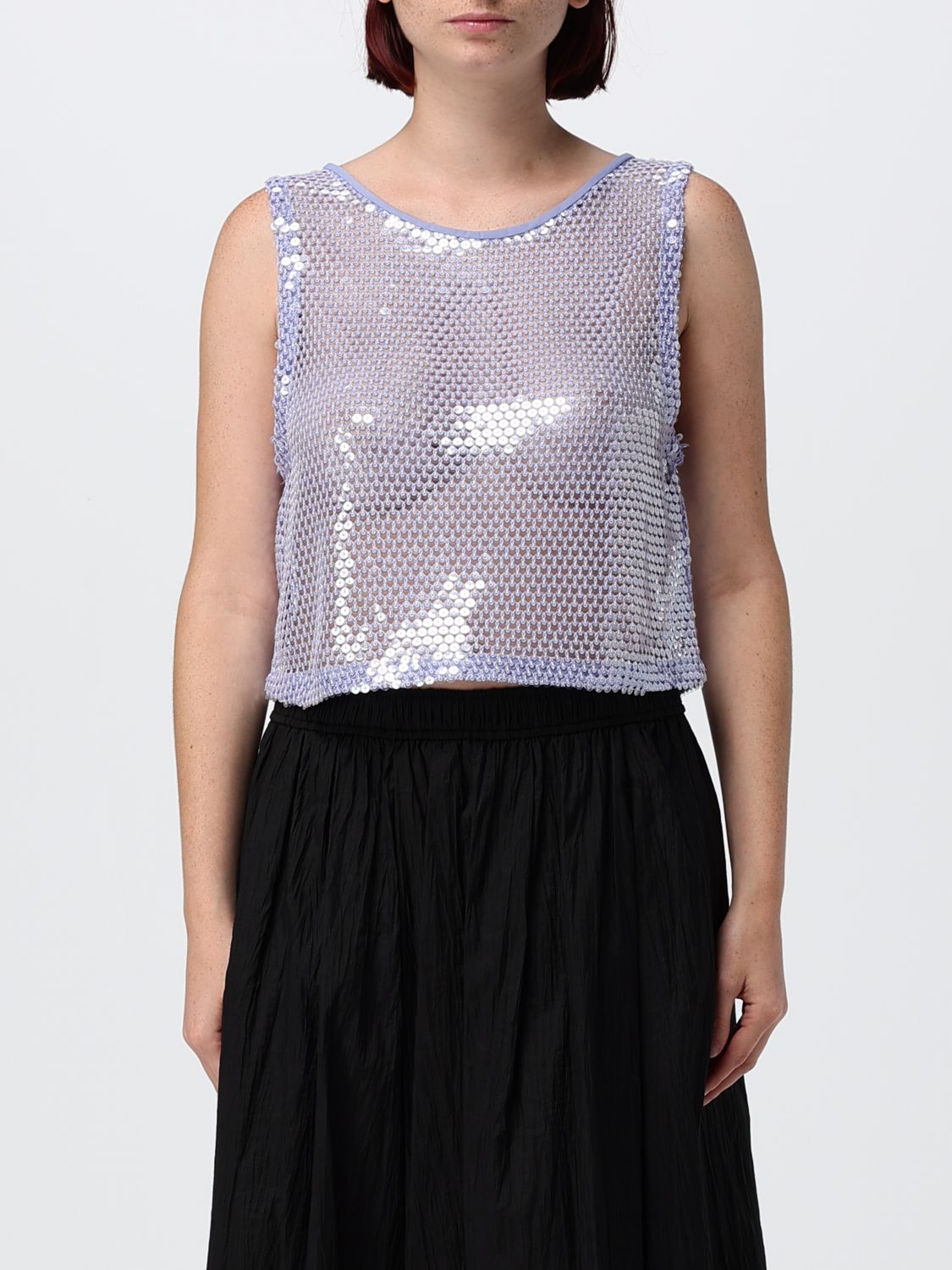 EMPORIO ARMANI Top in maglia di paillettes