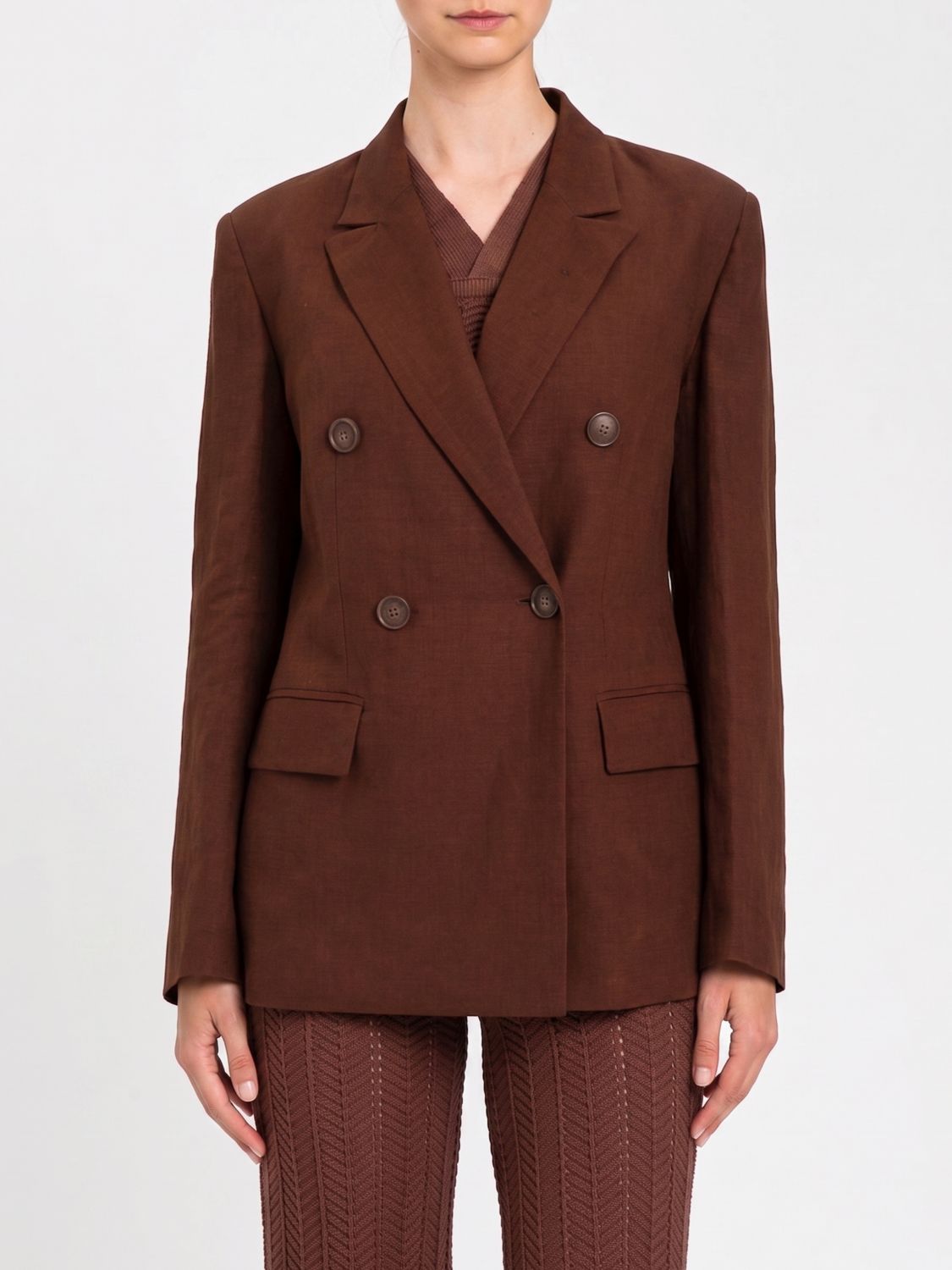Actitude Twinset Double Breasted Linen Blend Blazer