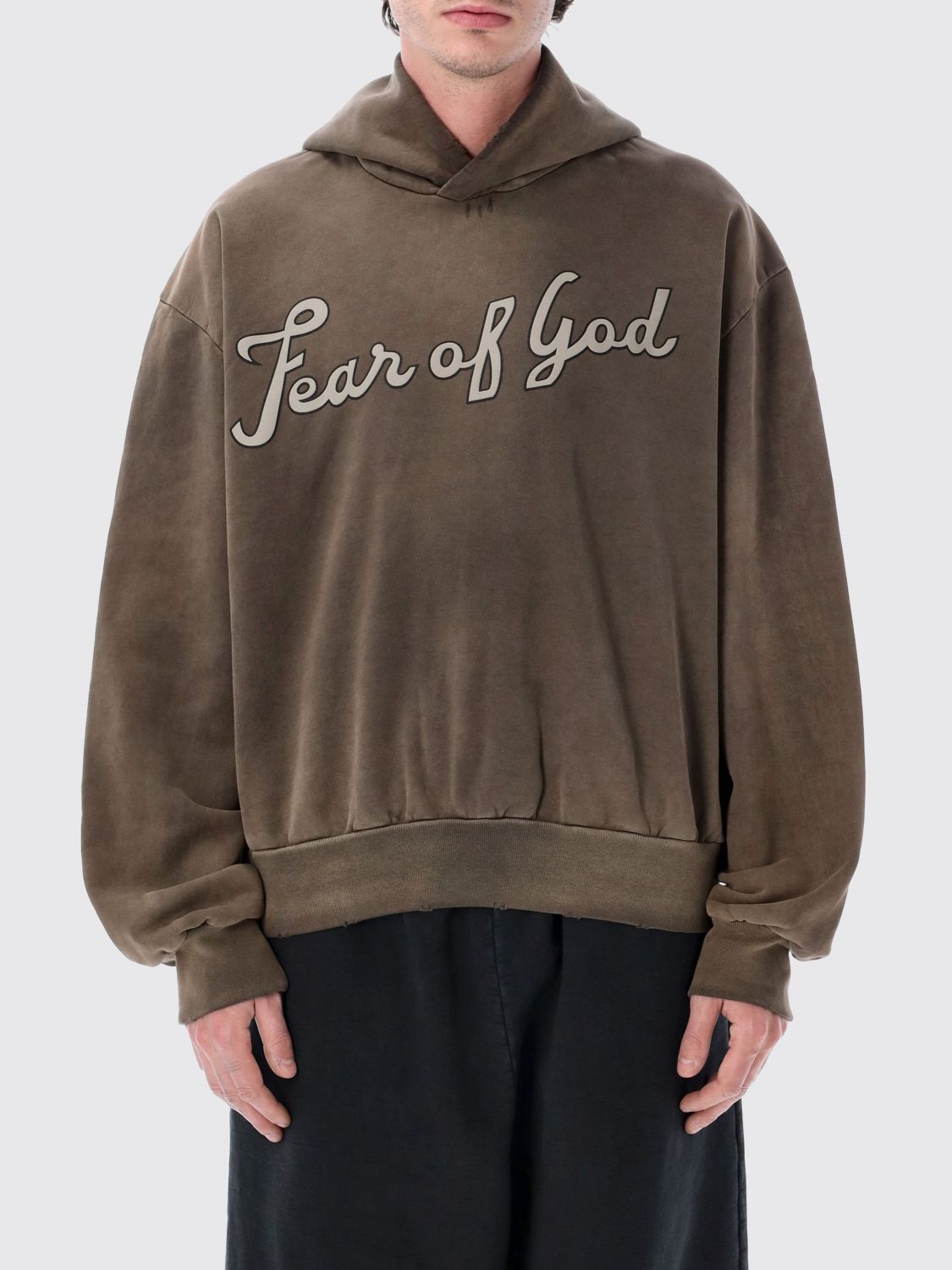 FEAR OF GOD Cotton Hoodie With Logo　FEAR OF GOD ロゴ入りコットンパーカー FEAR