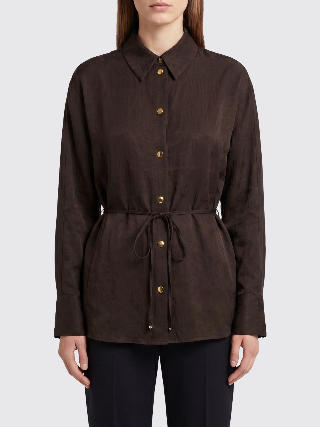 GANNI Shirt Woman color Brown