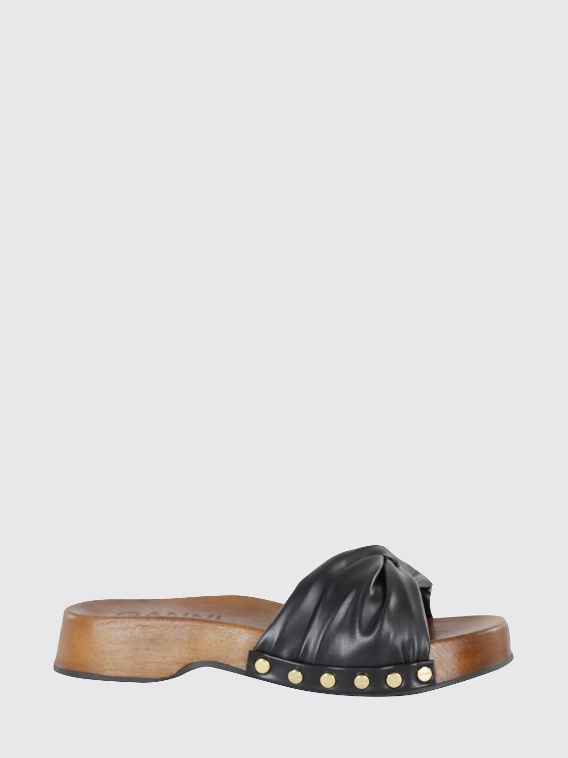 GANNI Tia Draped Vegan Leather Mules　GANNI Tia ドレープ ビーガン レザー ミュール GANNI