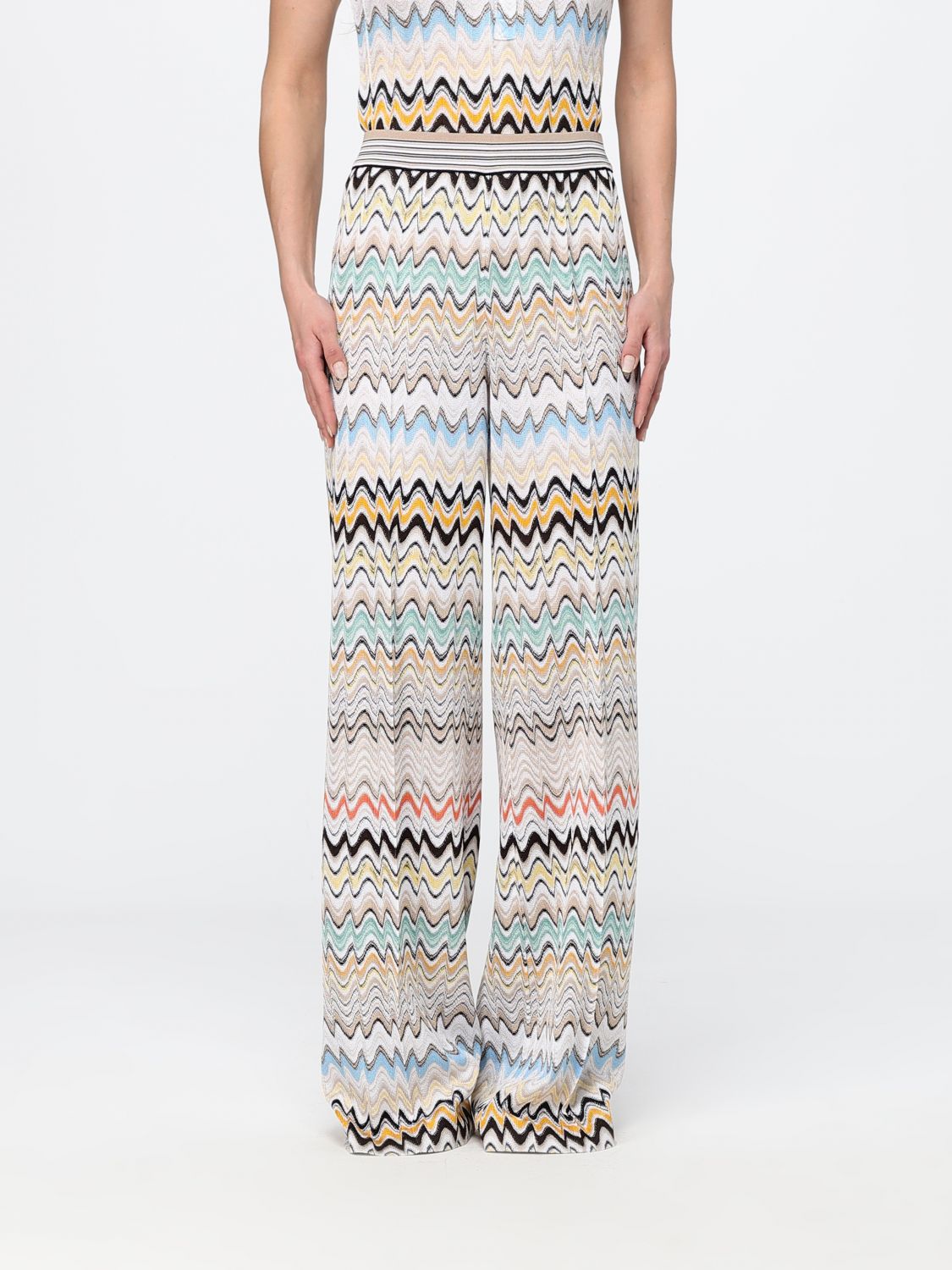 MISSONI Pantaloni palazzo in viscosa lurex con motivo zig-zag