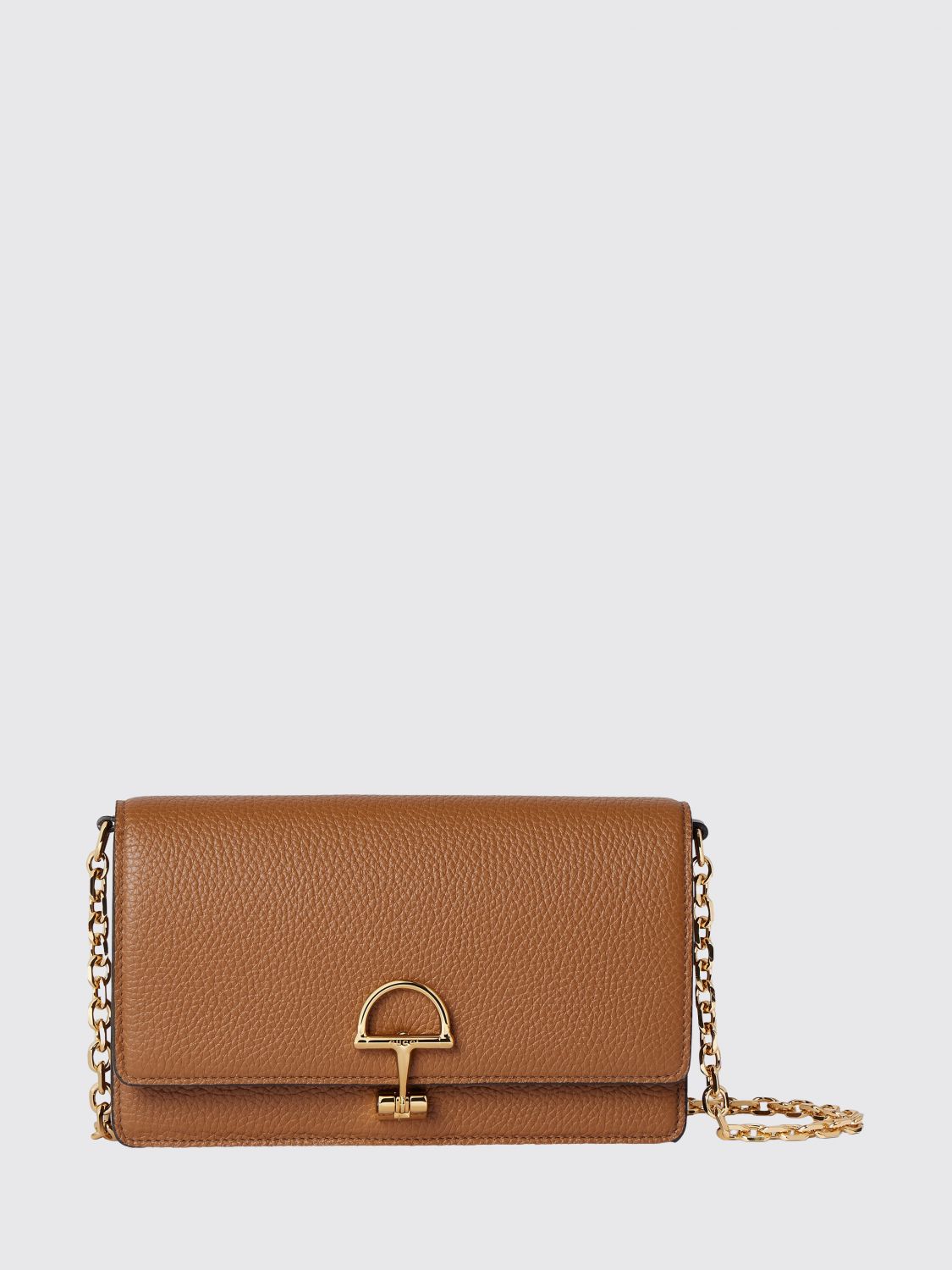 GUCCI Portafoglio Half Horsebit in pelle martellata con tracolla