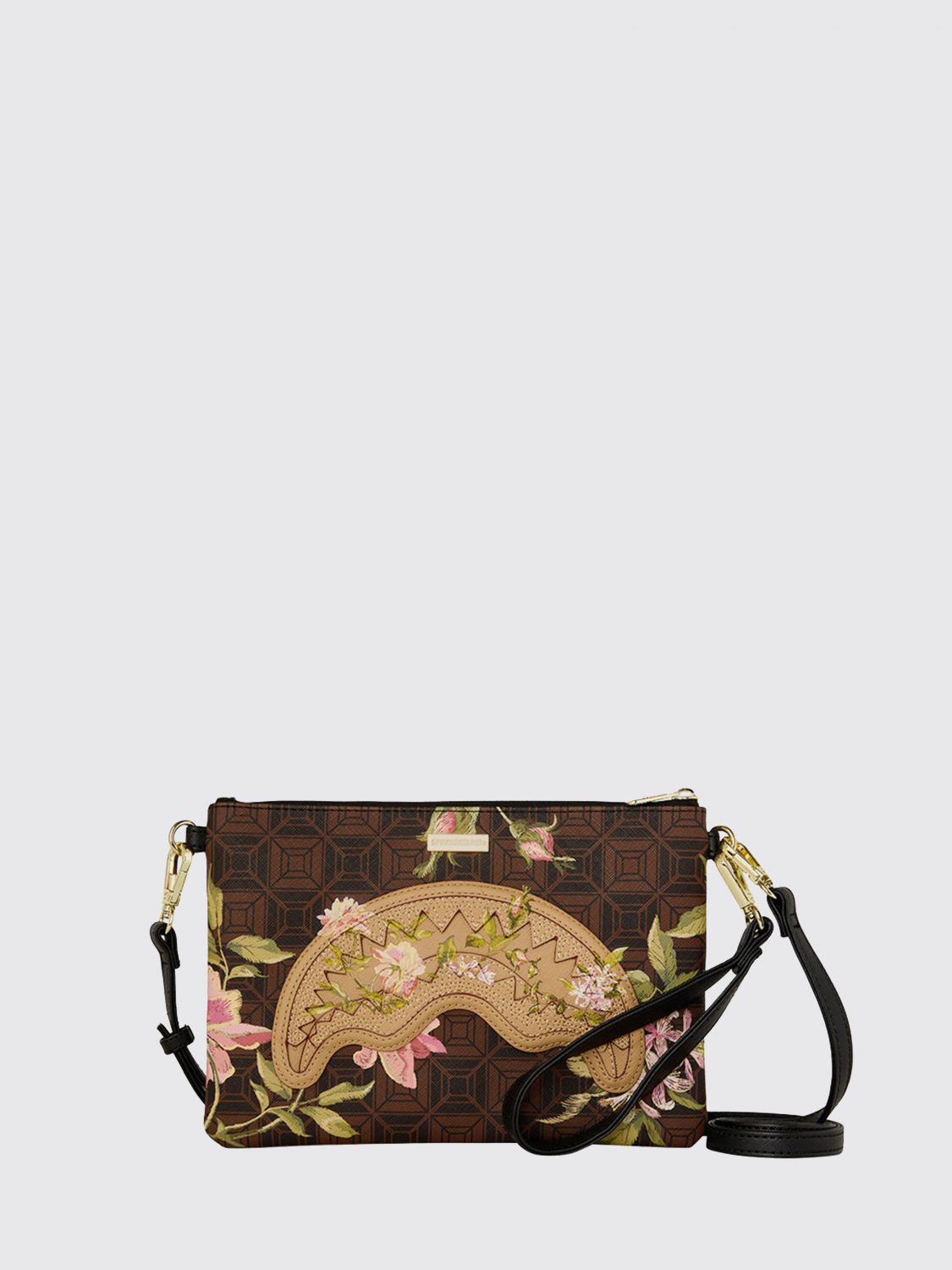 SPRAYGROUND Clutch A. I. African Intelligence Sandflower x in cotone spalmato con stampa floreale