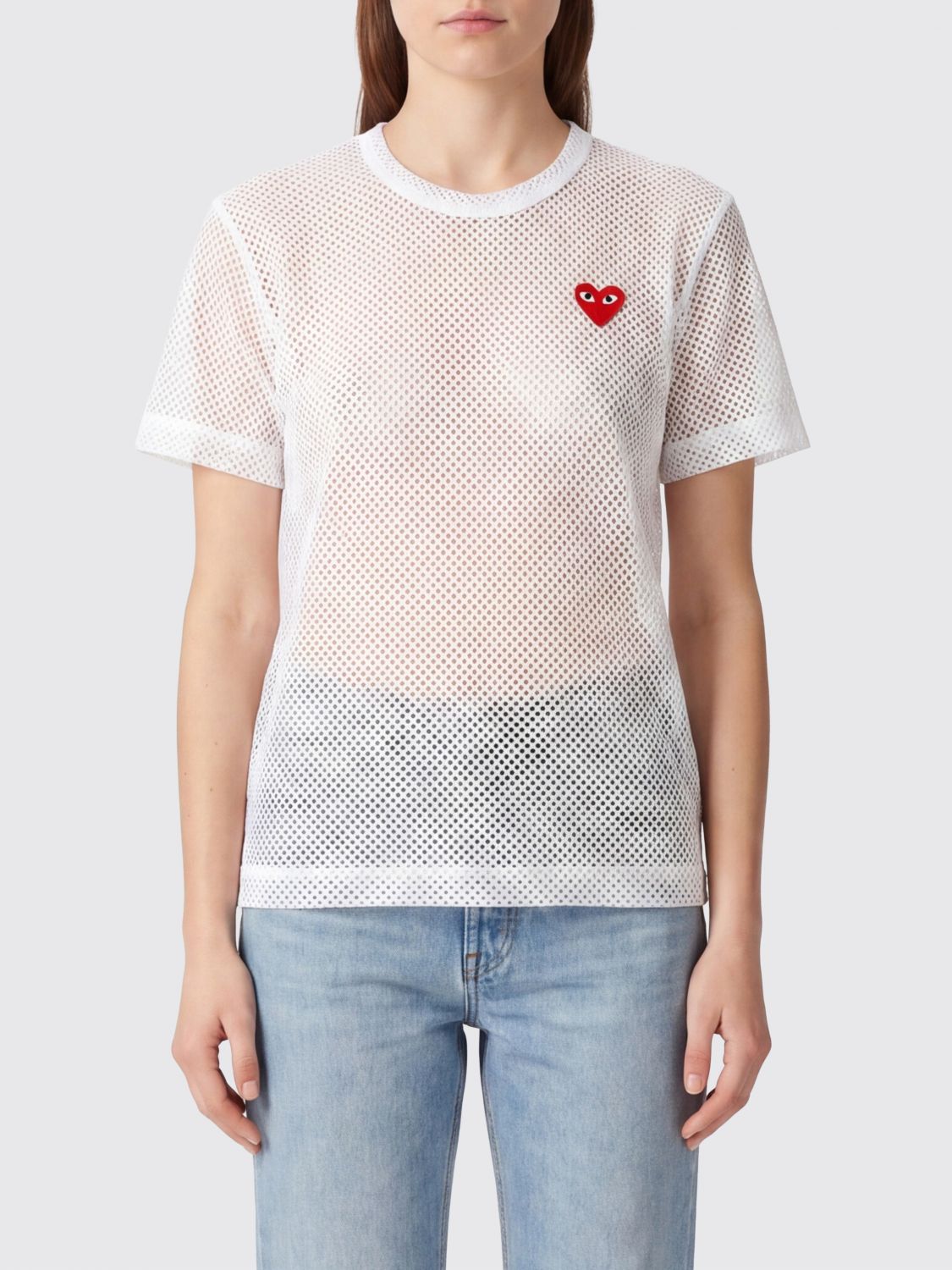 COMME DES GARÇONS PLAY Mesh T-Shirts with Logo　COMME DES GARÇONS PLAY ロゴ入りメッシュTシャツ COMME