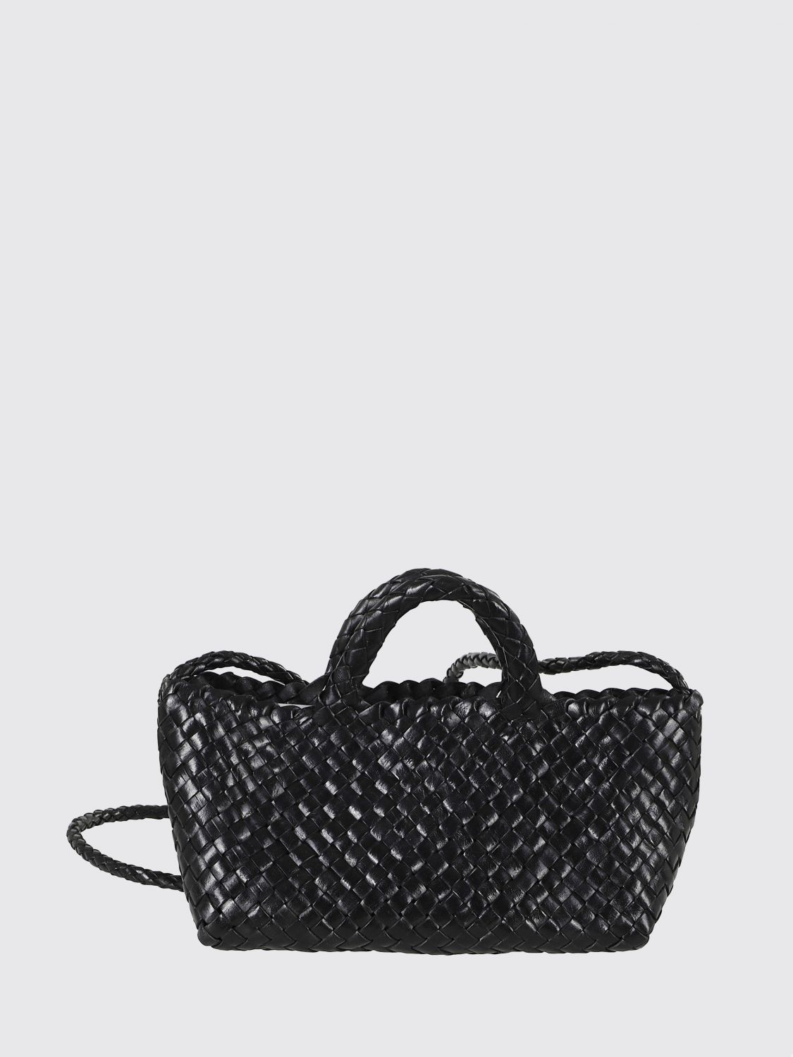 MANEBI Borsa Anse in pelle intrecciata
