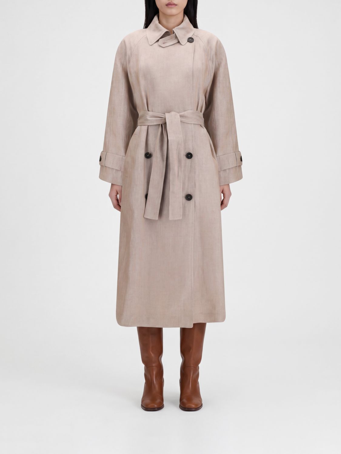 BRUNELLO CUCINELLI BRUNELLO CUCINELLI Double-breasted Linen Trench Coat　BRUNELLO CUCINELLI ダブルブレスト リネン トレンチコート