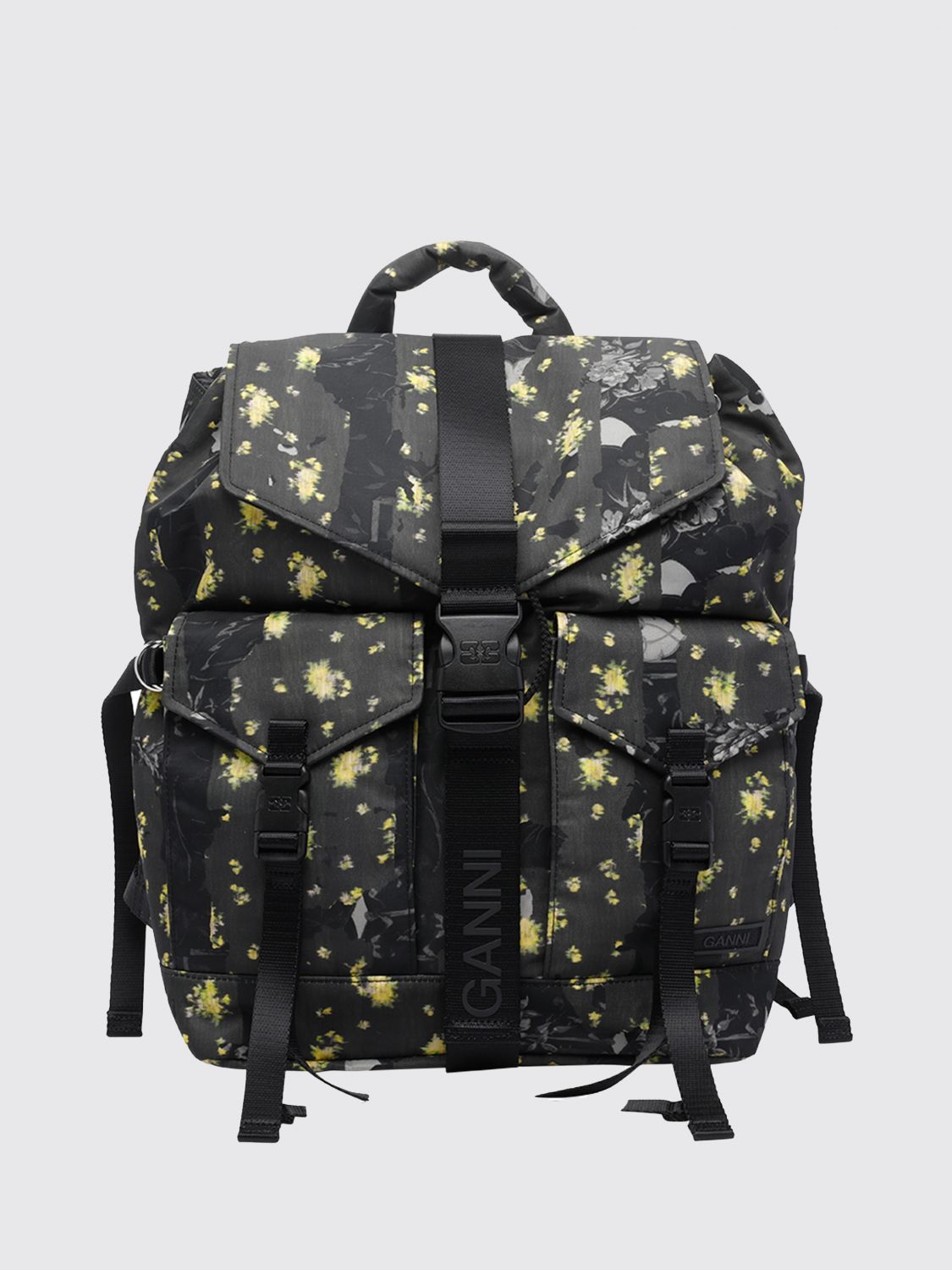 GANNI Recycled Polyamide Backpack with Floral Print　GANNI リサイクル ポリアミド バックパック フローラル プリント GANNI