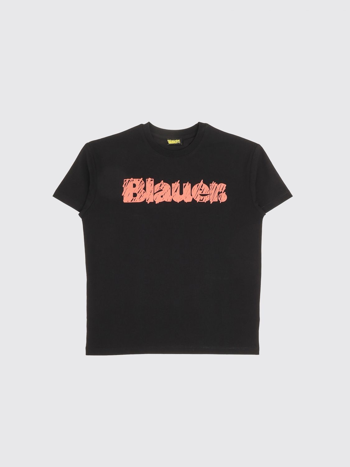 BLAUER Rundhals-T-Shirt aus Baumwolle mit Logo