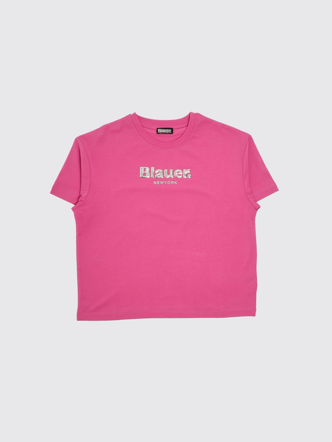 BLAUER Rundhals-T-Shirt aus Baumwolle mit Logo