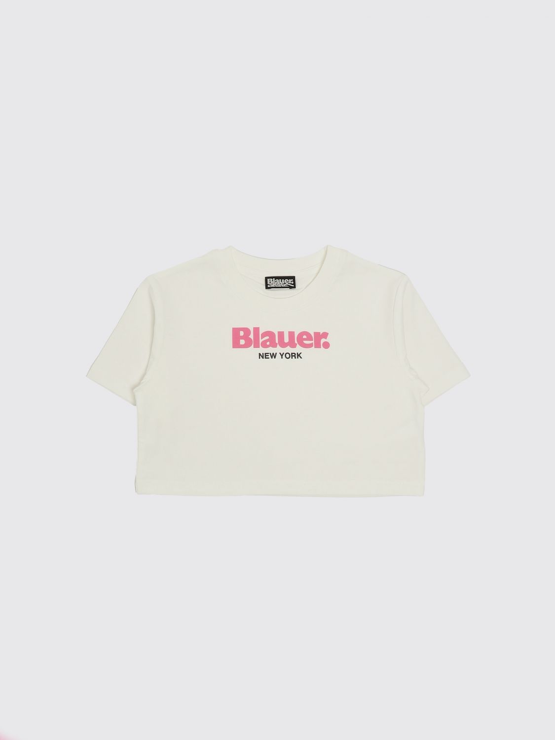 BLAUER Rundhals-T-Shirt aus Stretch-Baumwolle mit Logo