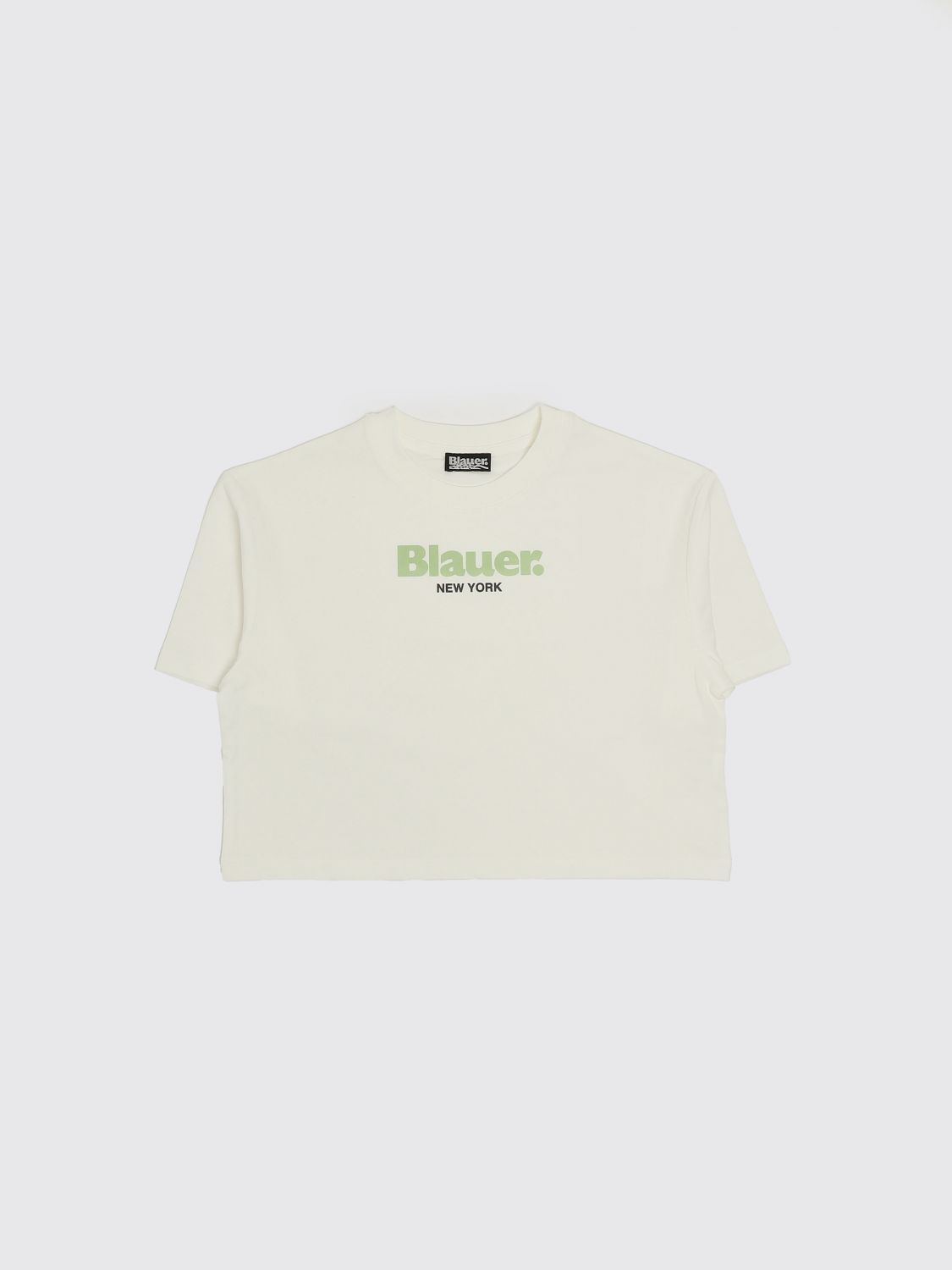BLAUER Rundhals-T-Shirt aus Stretch-Baumwolle mit Logo