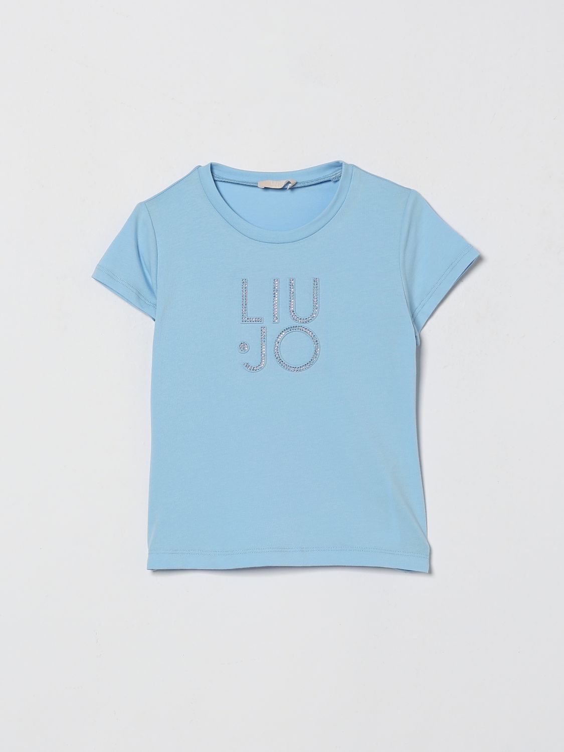 LIU JO T-shirt girocollo in cotone con logo strass
