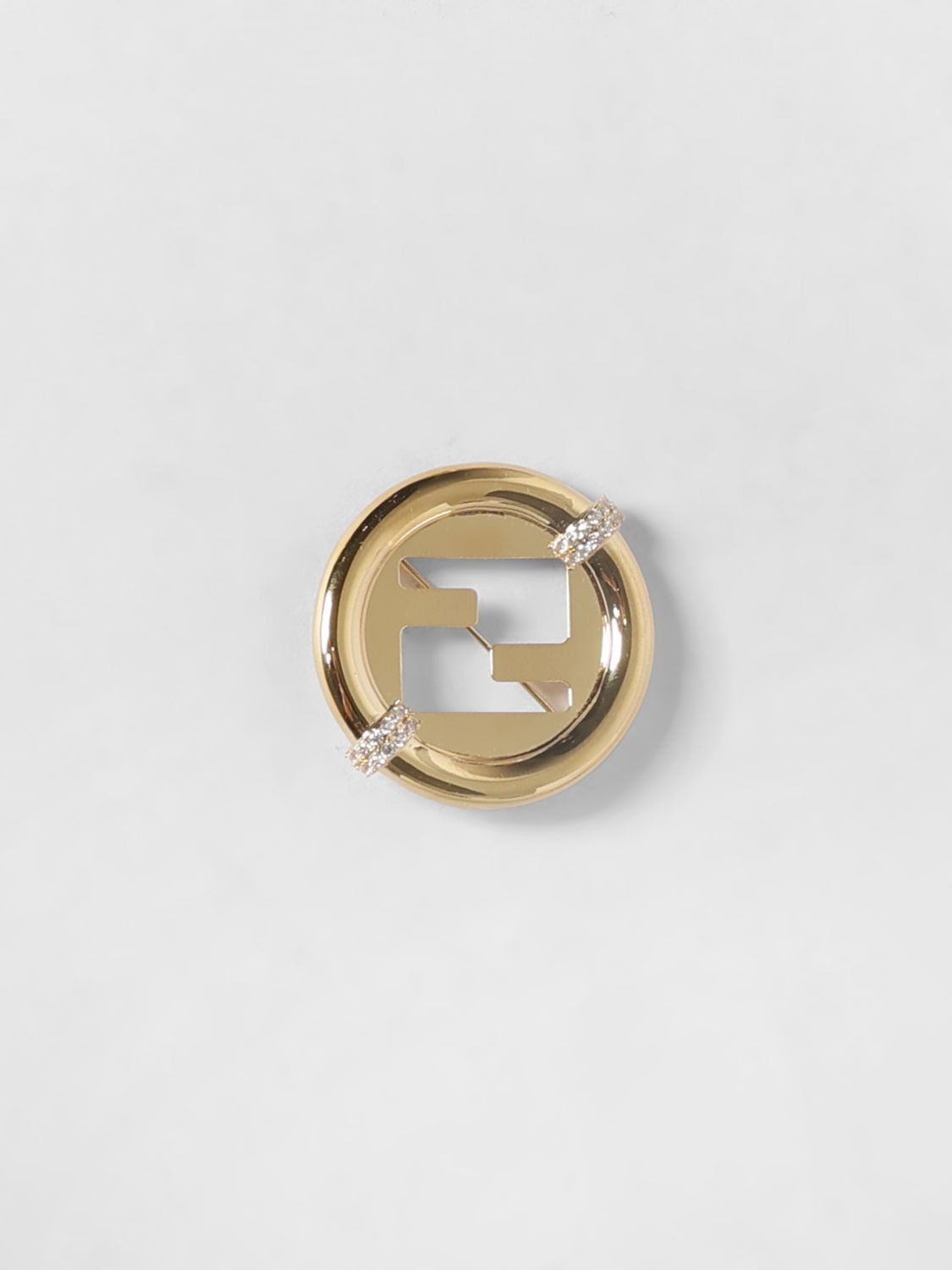 FENDI Spilla Ever Round in ottone con strass incastonati