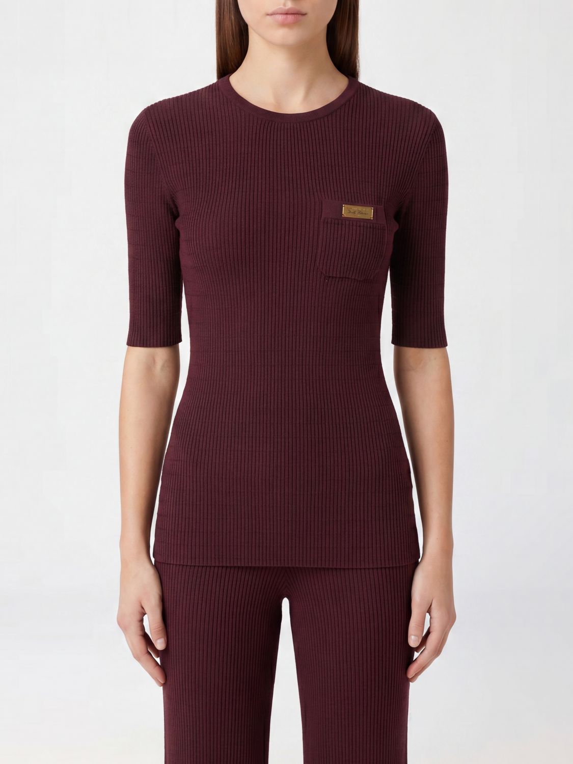 ELISABETTA FRANCHI Maglia girocollo in jersey a coste