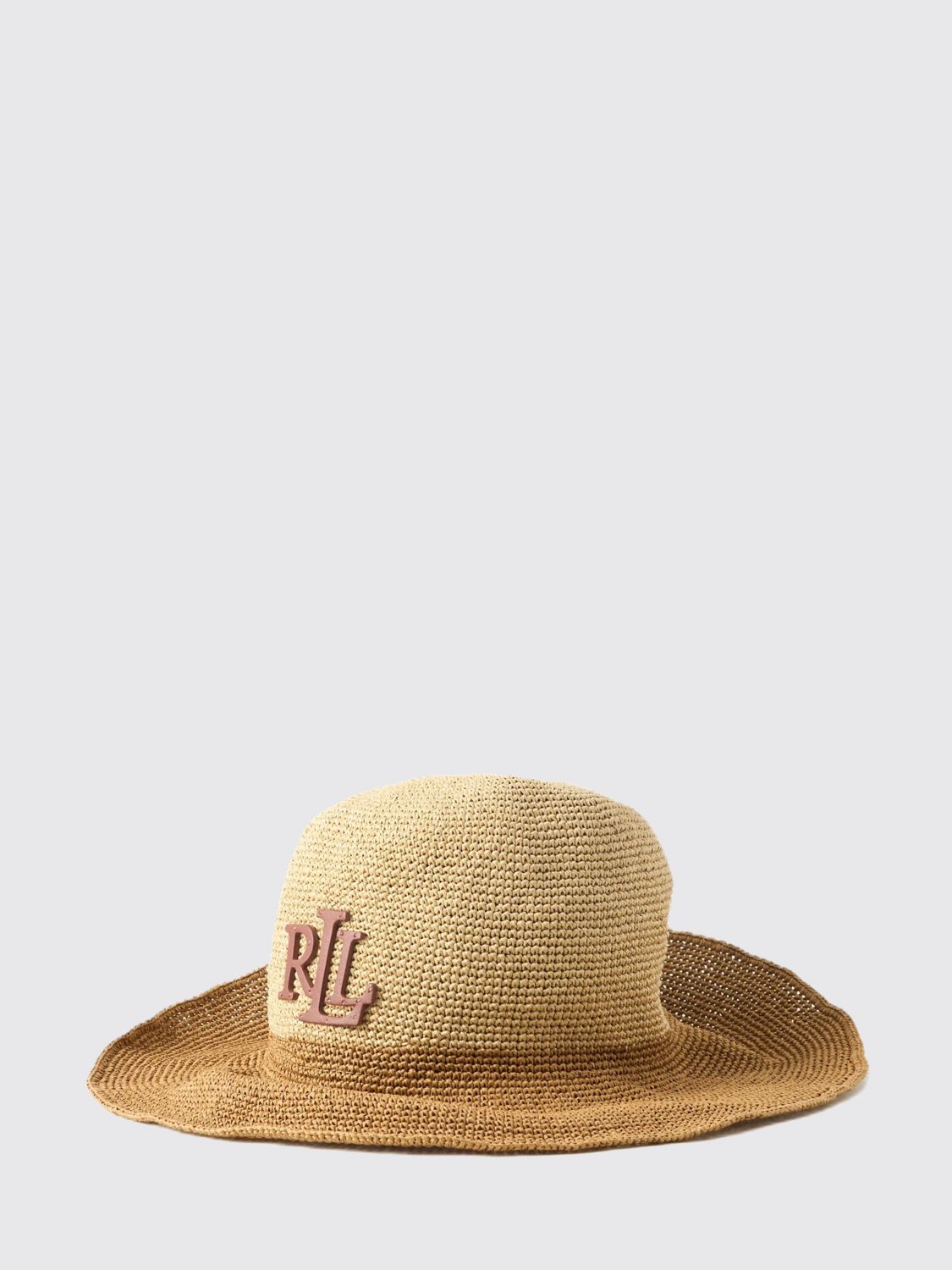 LAUREN RALPH LAUREN Cappello in rafia con monogram applicato