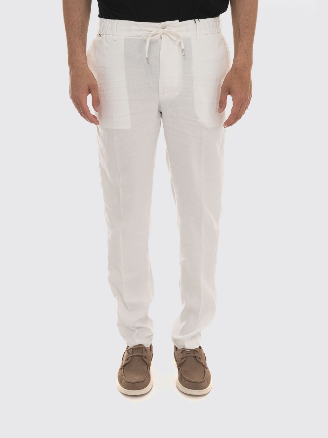 BOSS Pantaloni chino in misto lino con coulisse