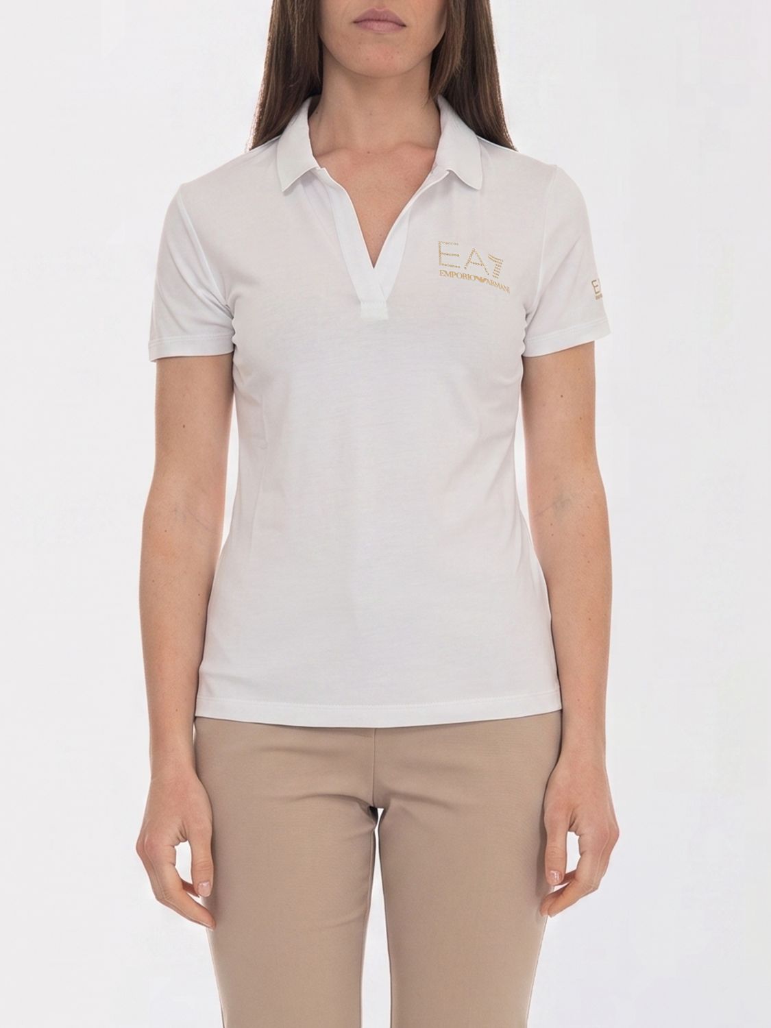 EA7 Polo in misto cotone e modal