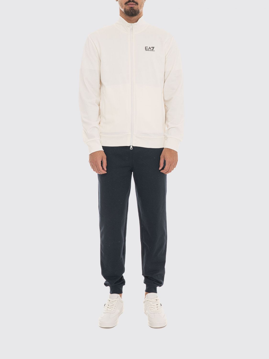 EA7 Tuta in cotone bicolor con logo