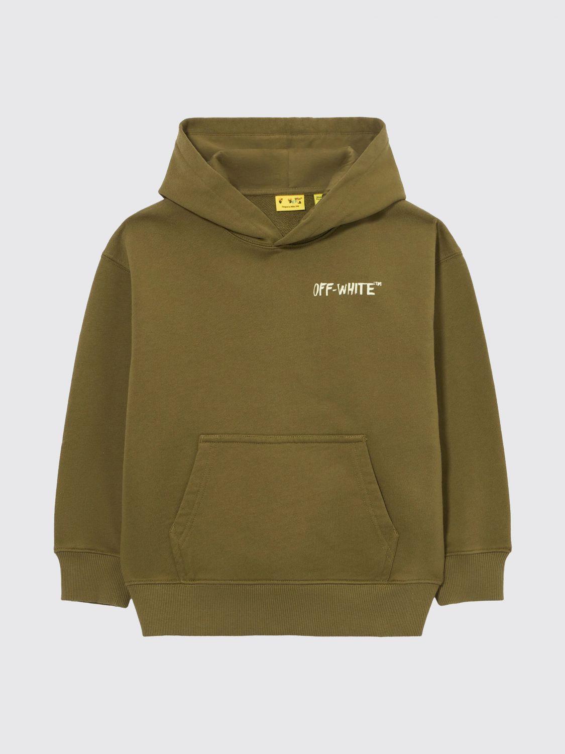 Off-White Felpa da bambino in cotone con cappuccio e logo Arrow