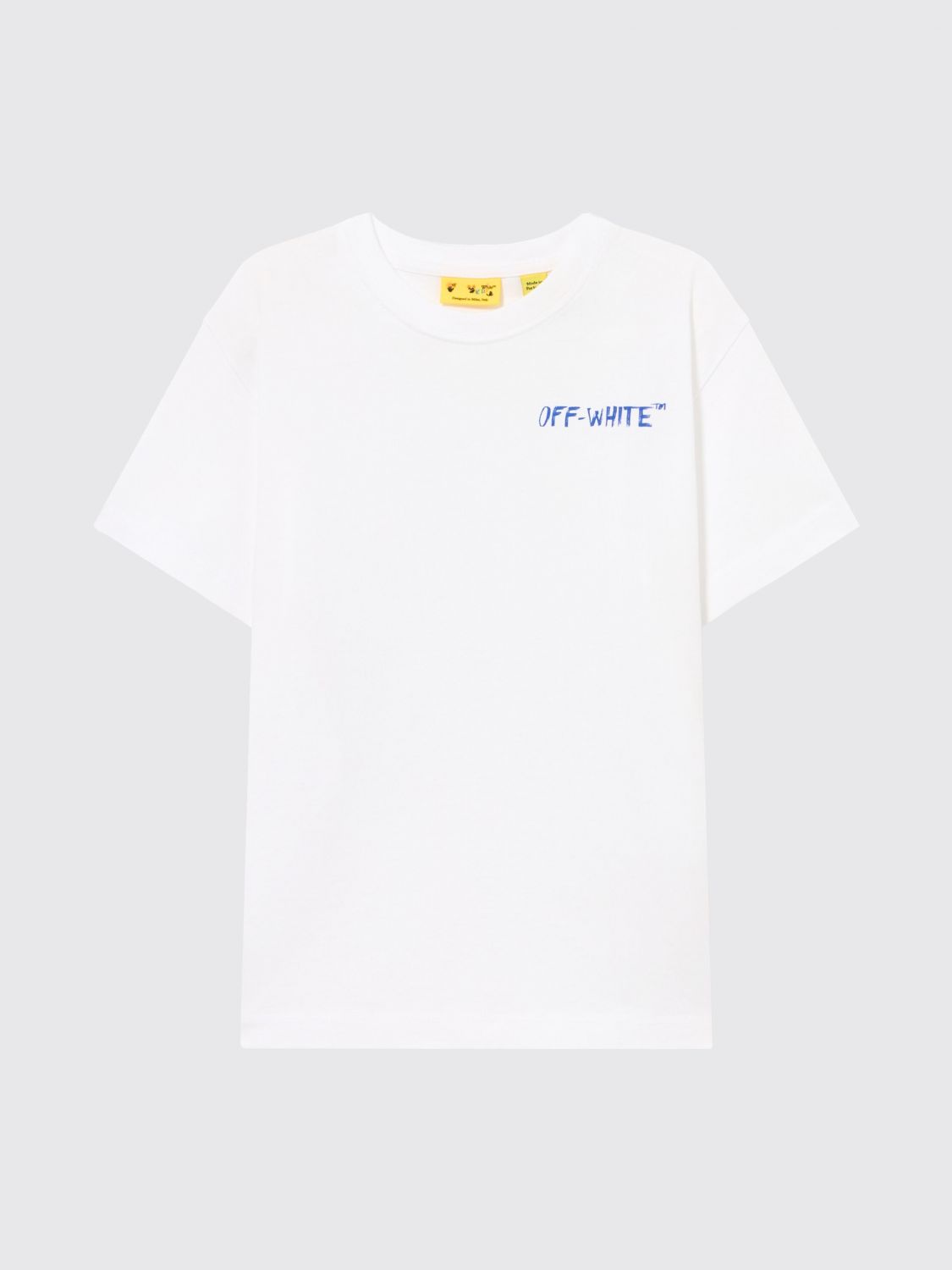 Off-White T-shirt da bambino in cotone con logo Arrow e spalle cadute