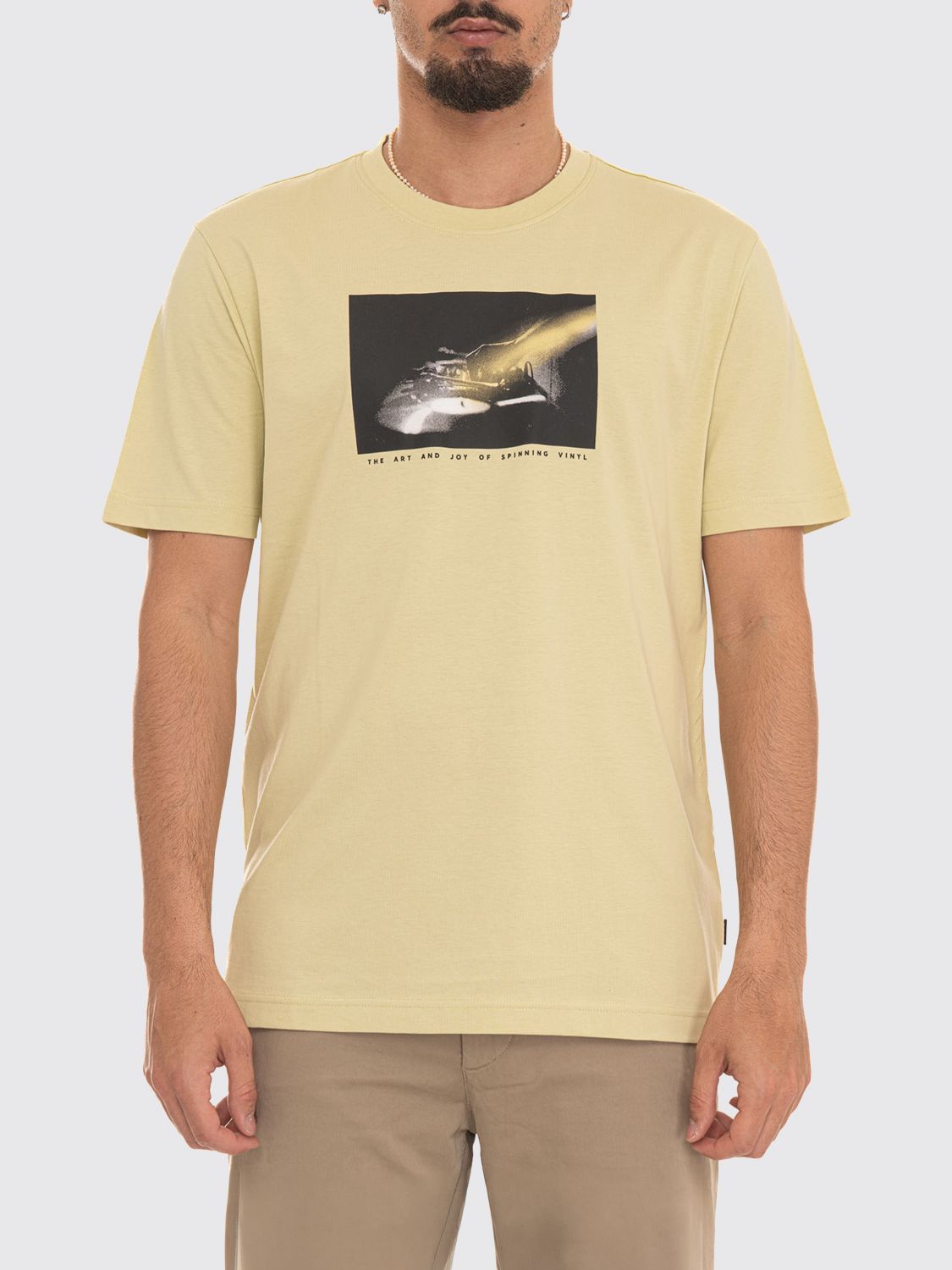 BOSS T-shirt girocollo in puro cotone con logo stampato sul davanti