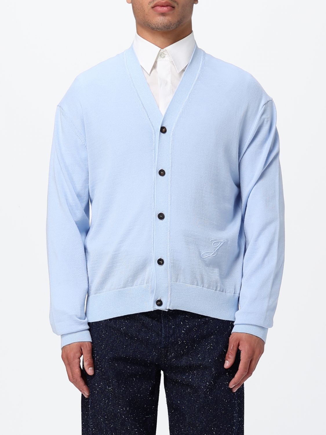 JACQUEMUS V-Neck Merino Wool Cardigan with Dropped Shoulders