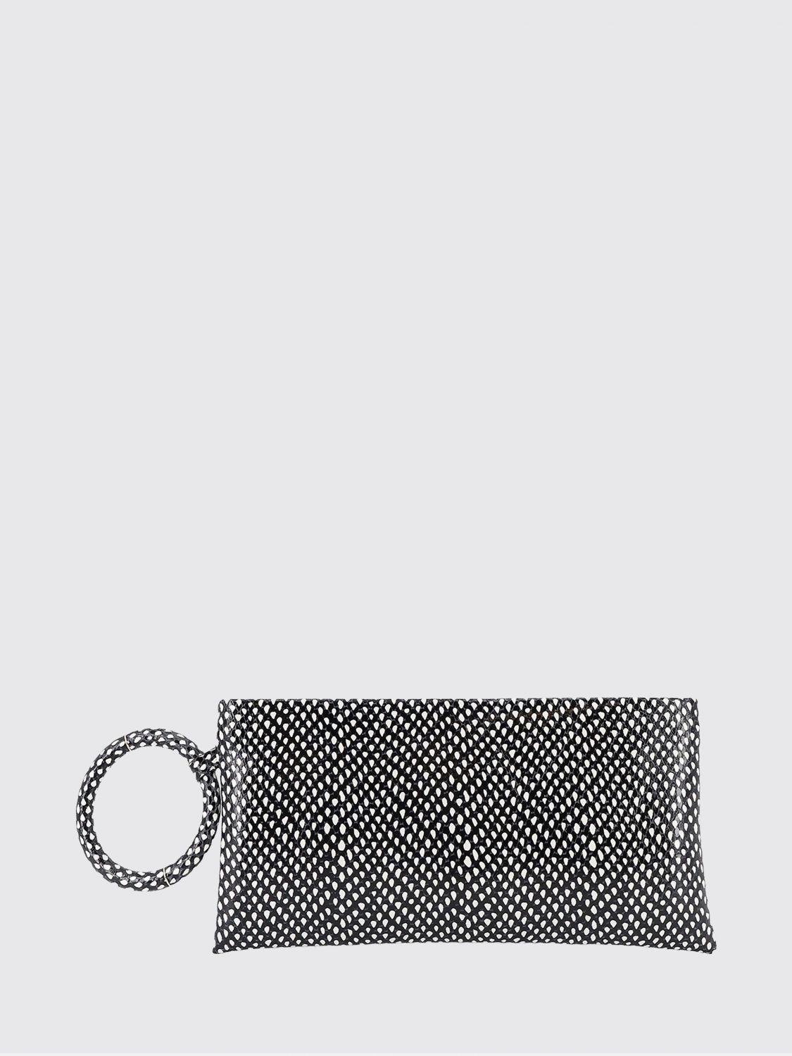 TOM FORD Clutch Aura in pelle di vitello con stampa pitone e manico laterale