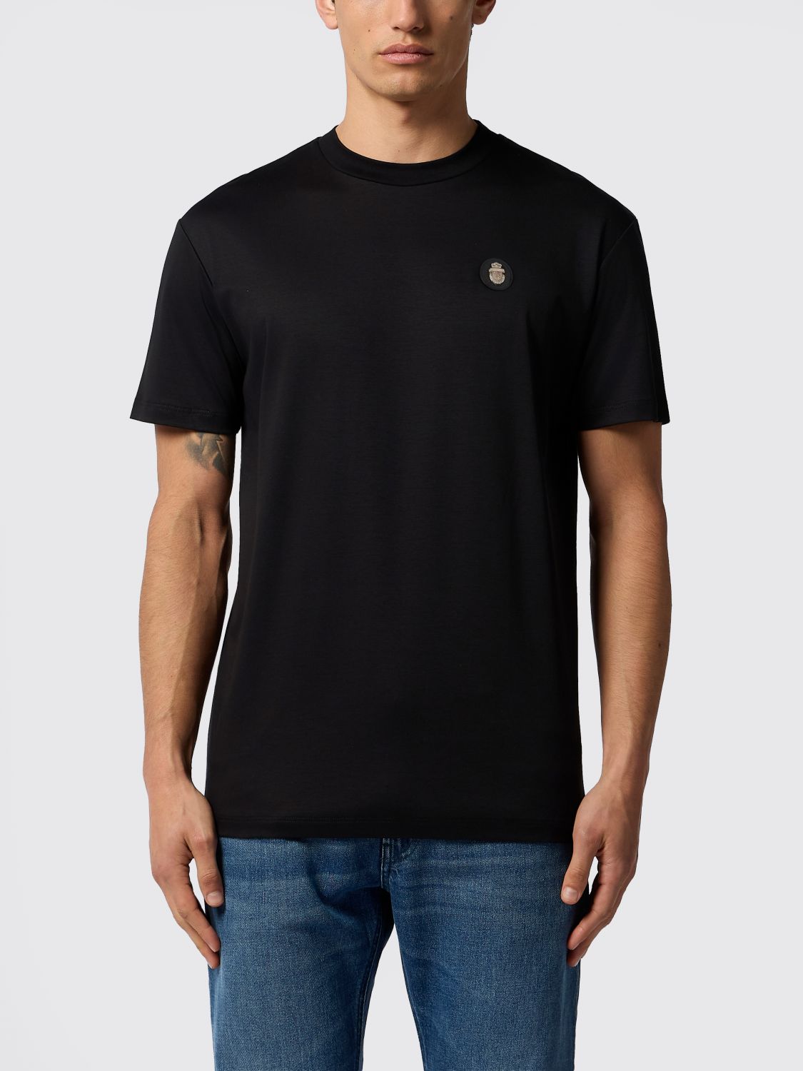 BILLIONAIRE Baumwoll-Jersey T-Shirt mit Rundhalsausschnitt und appliziertem Logo-Patch