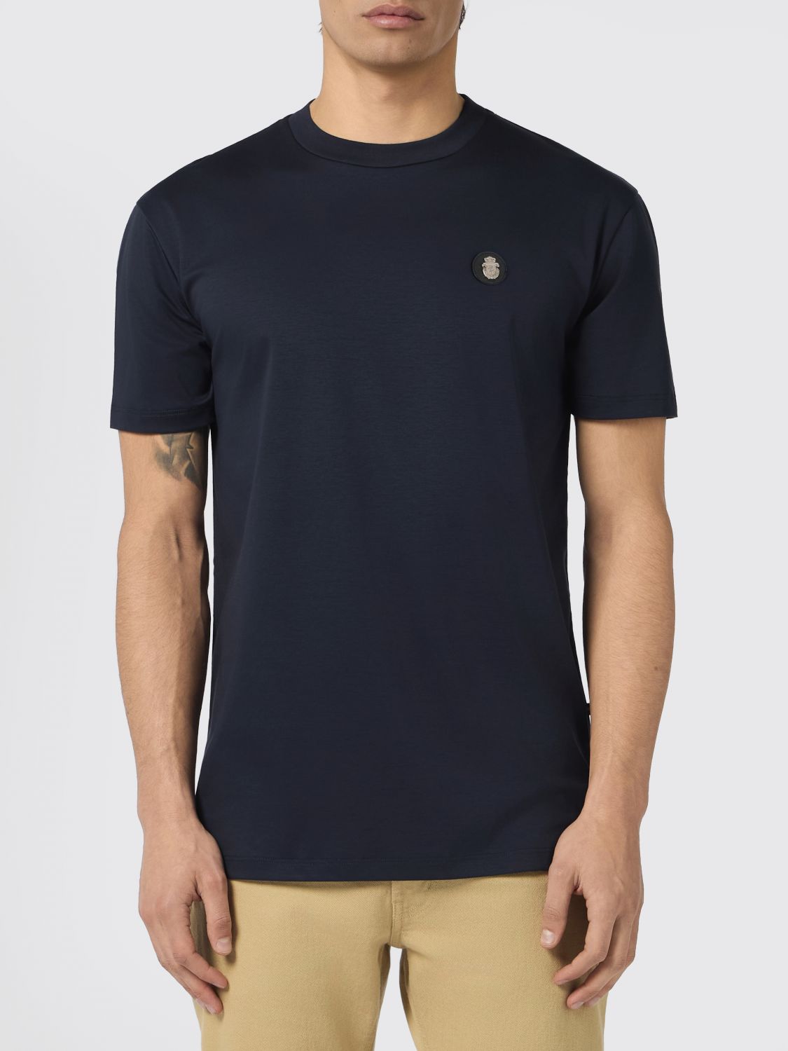 Billionaire Cotton Jersey Crewneck T-Shirt with Applied Logo Patch