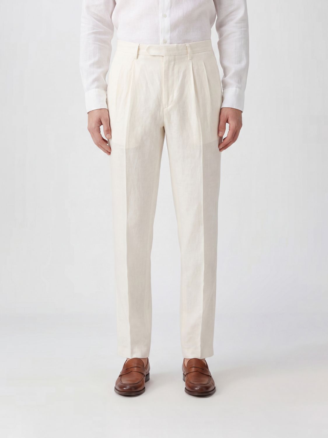 BOGLIOLI Pantaloni sartoriali slim fit in lino con passanti per cintura