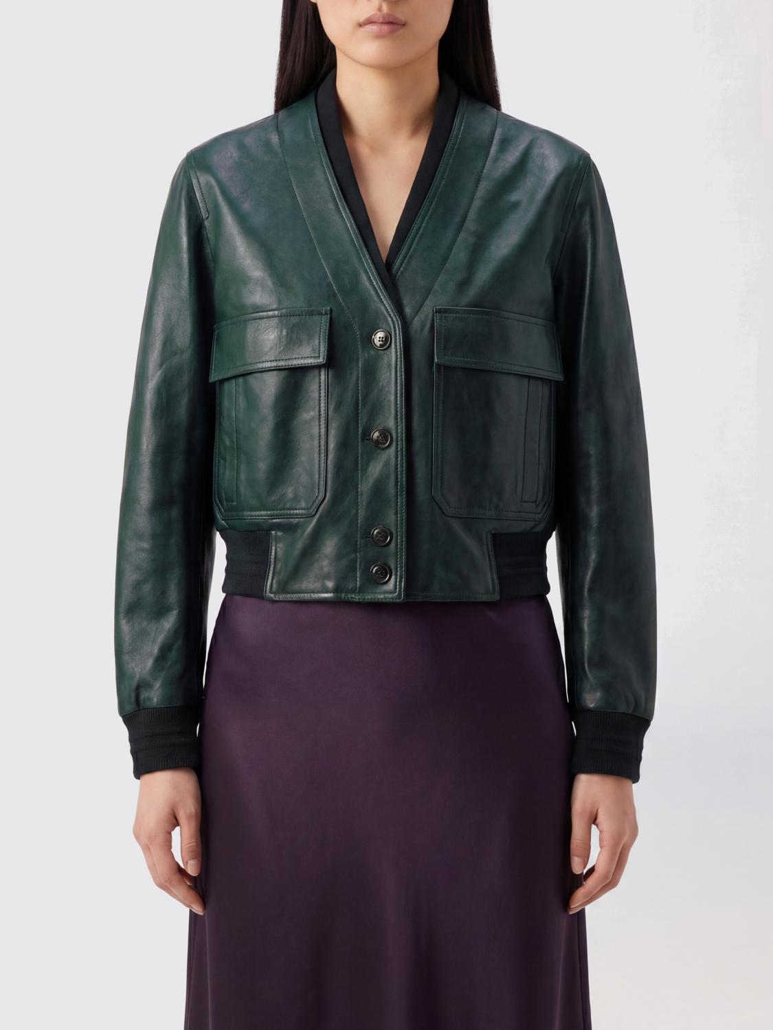 GUCCI Bomber corto in pelle di vitello slim fit con fondo e polsi elasticizzati