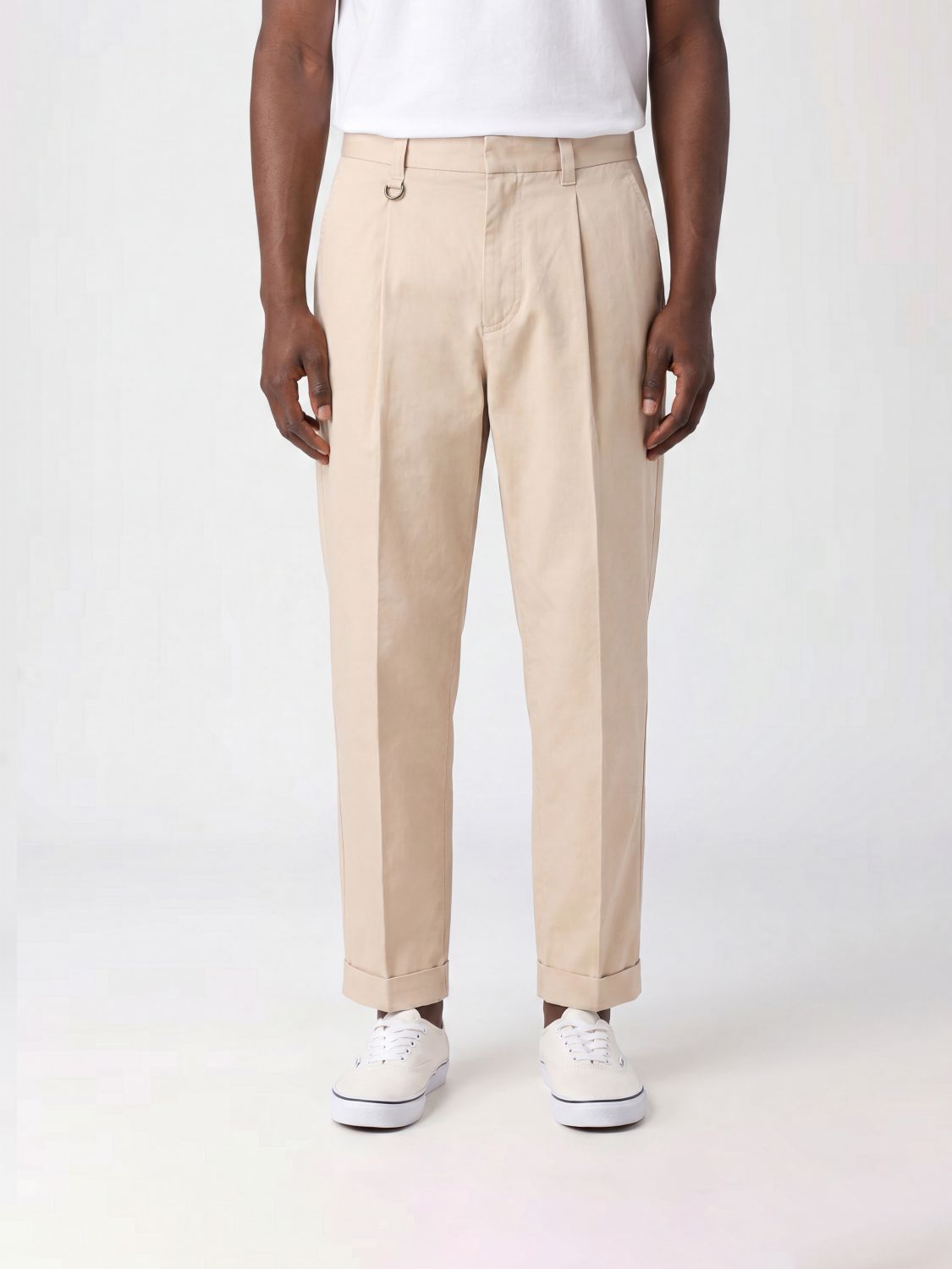 Paolo Pecora Slim Fit Cotton Chino Trousers with Slant Pockets