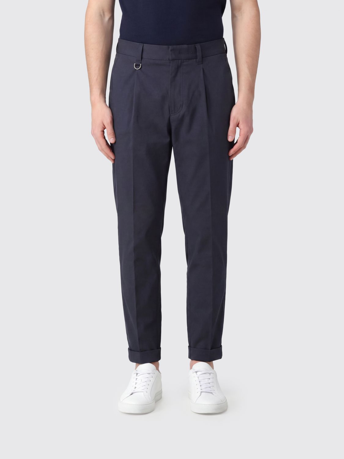 Paolo Pecora Slim Fit Cotton Chino Trousers with Slant Pockets · 48
