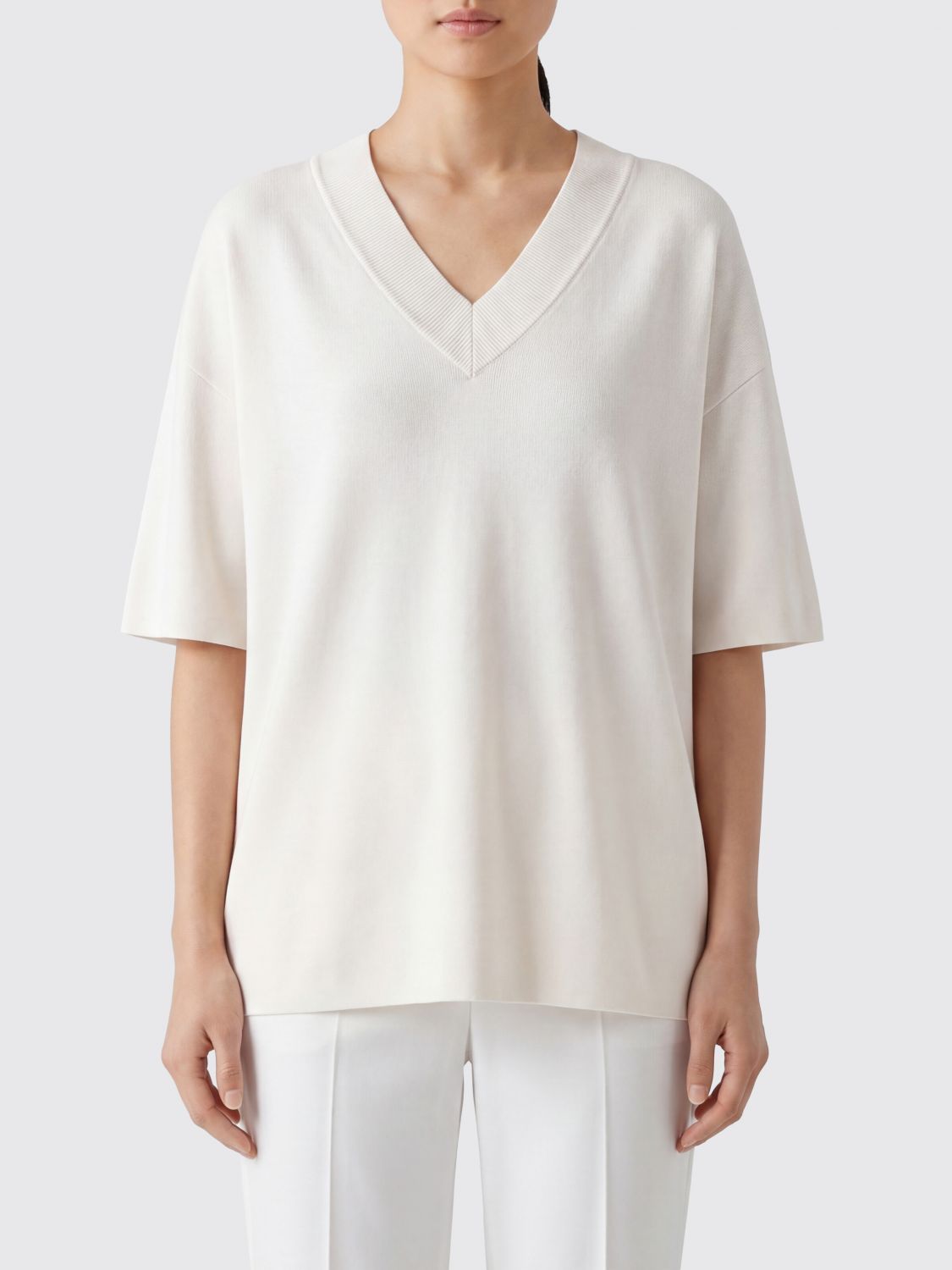 AMI PARIS Relaxed Fit V-Neck Jumper in Virgin Wool Blend with Short Sleeves　AMI PARIS リラックスフィット Vネック ジャンパー バージンウールブレンド 半袖 AMI