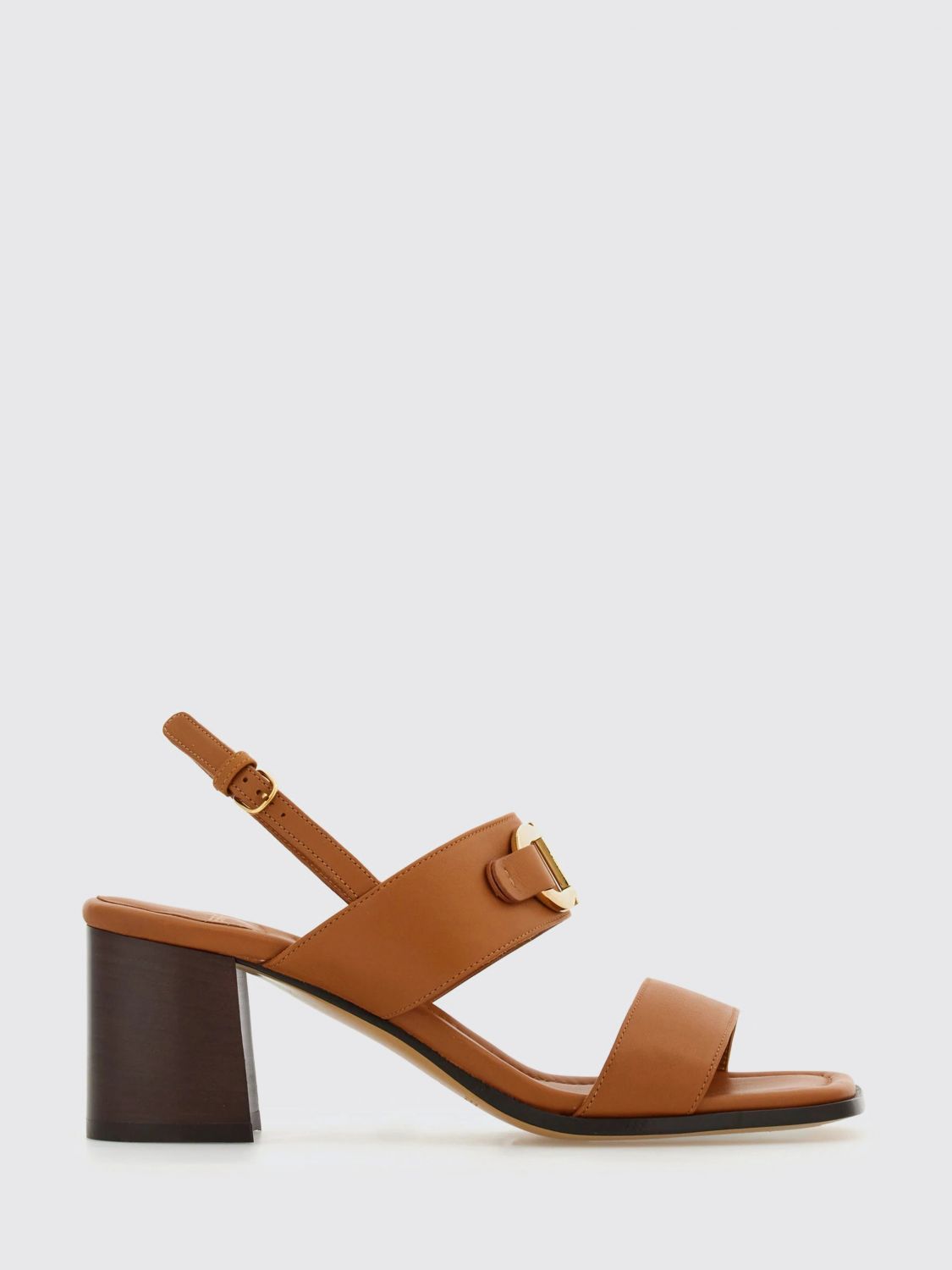 FERRAGAMO Gancini Logo Calfskin Slingback Sandals with a Block Heel