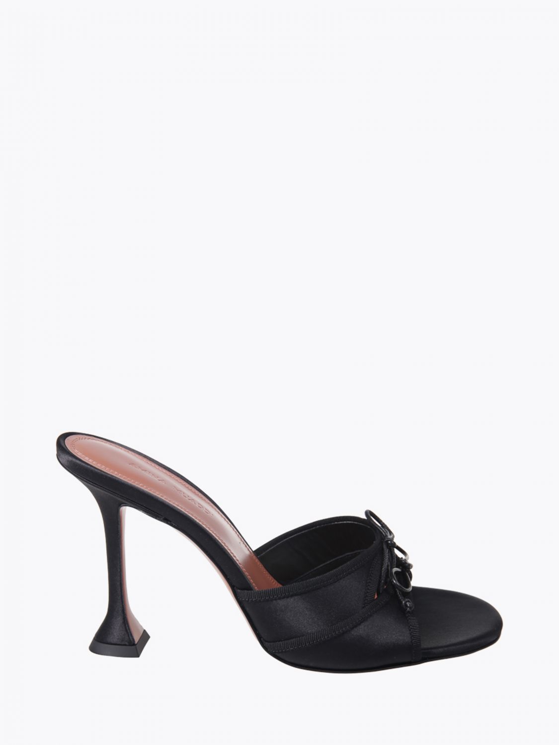 AMINA MUADDI Eleonora Satin Mules with a High Spool Heel