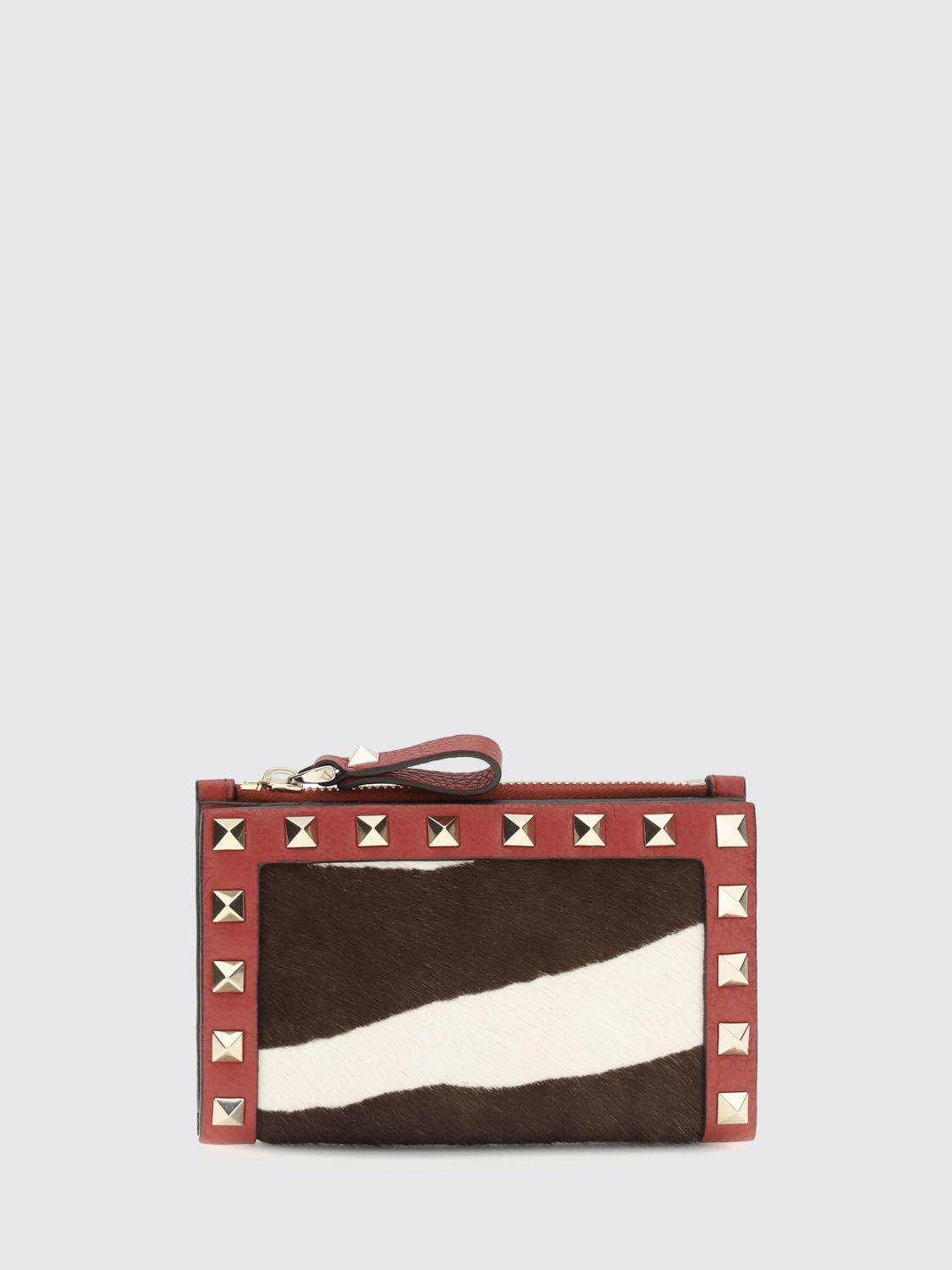 VALENTINO GARAVANI Rockstud Animalier Print Bifold Leather Wallet with Studs　VALENTINO GARAVANI ロックスタッズ アニマリエ プリント 二つ折り レザー ウォレット スタッズ付き VALENTINO