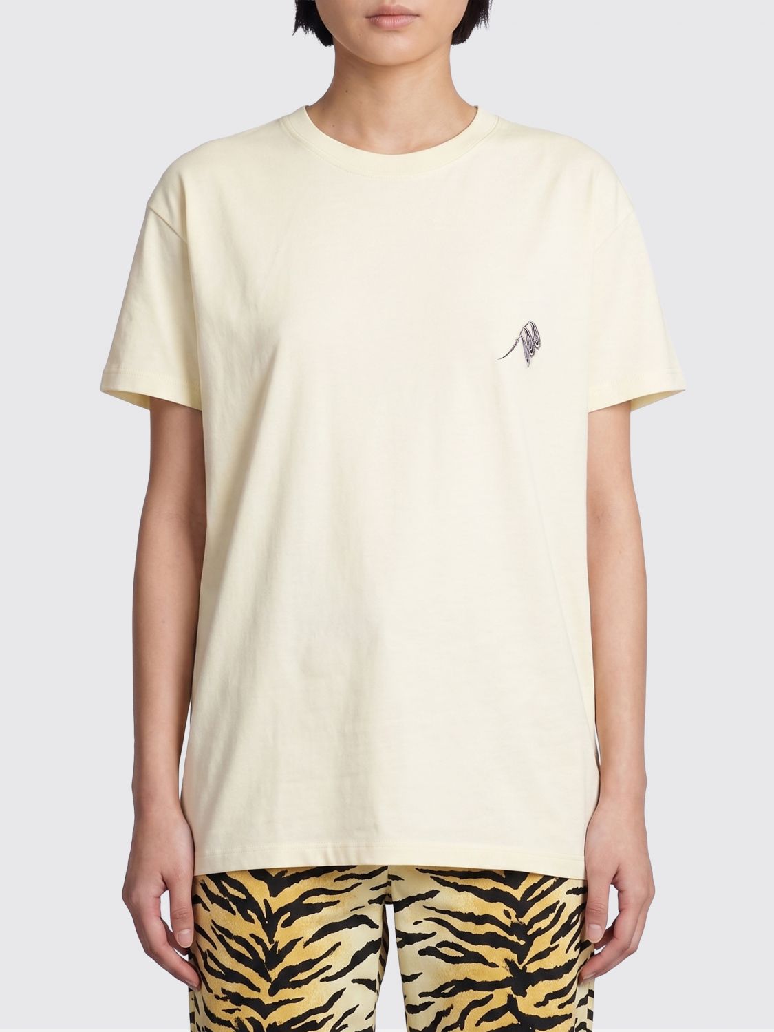THE ATTICO Crew Neck Cotton T-Shirt with Printed Logo　THE ATTICO ロゴプリントクルーネックコットンTシャツ THE