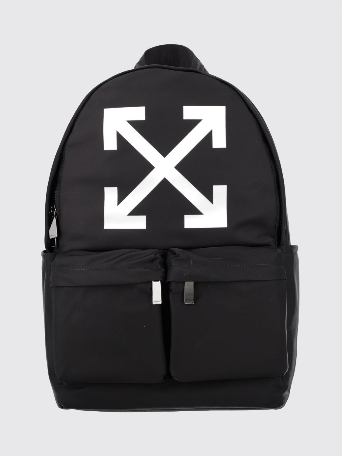 Off-White Full Arrow Nylon Backpack with Arrow Logo and Top Handle