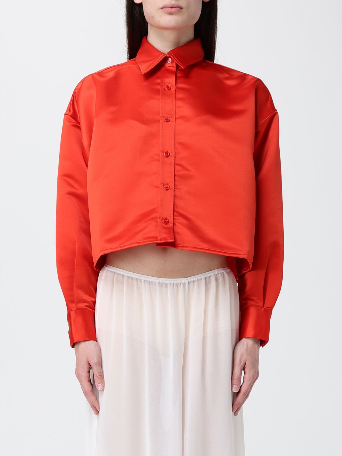 THE FRANKIE SHOP Camicia cropped in raso
