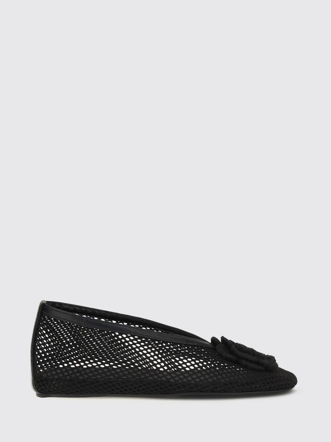 GANNI Jenny Perforated Technical Fabric Ballet Flats with Flower Appliqué　GANNI Jenny フラワーアップリケ付き穴あきテクニカルファブリックバレエシューズ GANNI