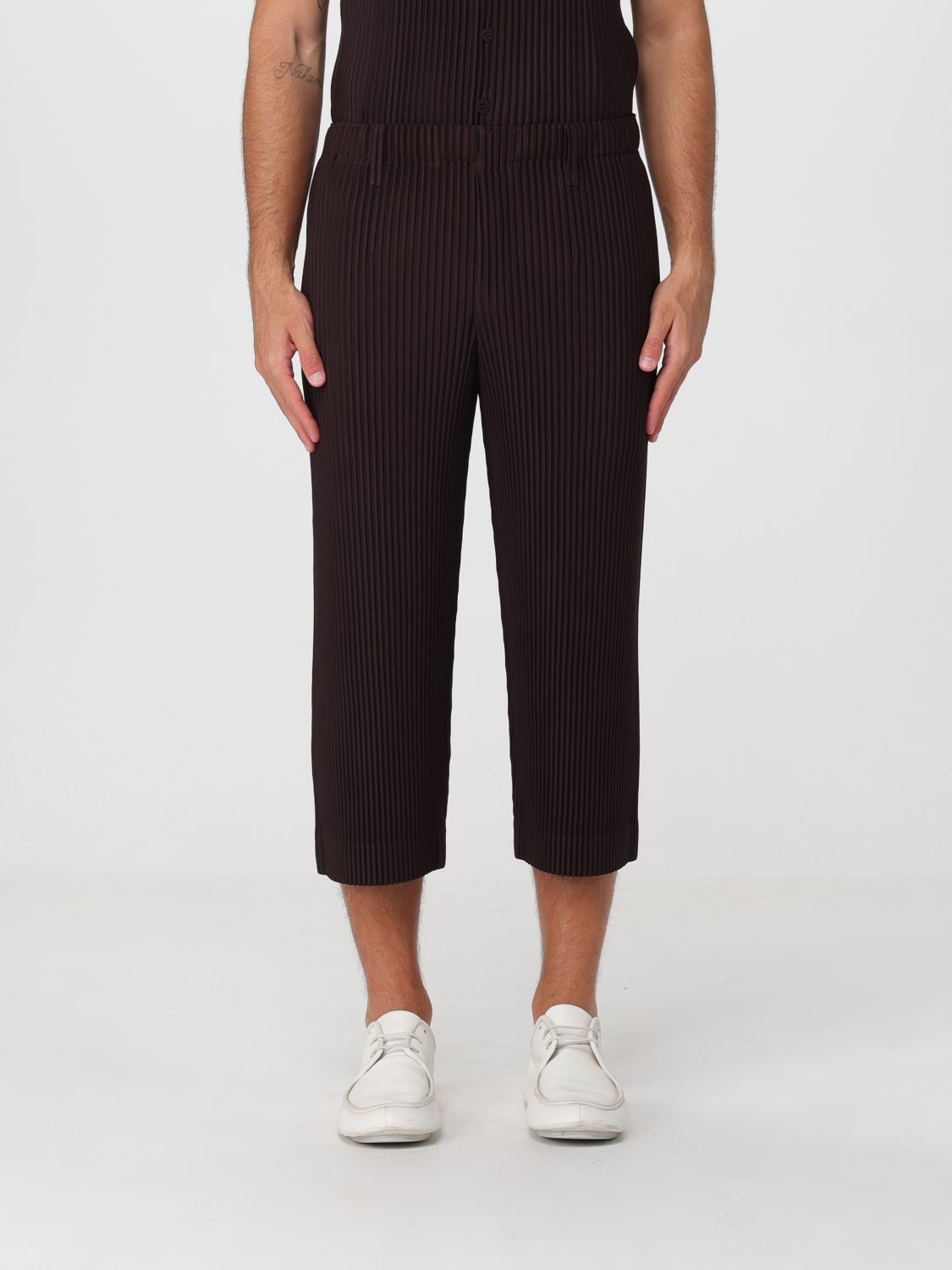HOMME PLISSE' ISSEY MIYAKE Cropped Pleated Trousers Homme Plissé Issey Miyake in Technical Crêpe